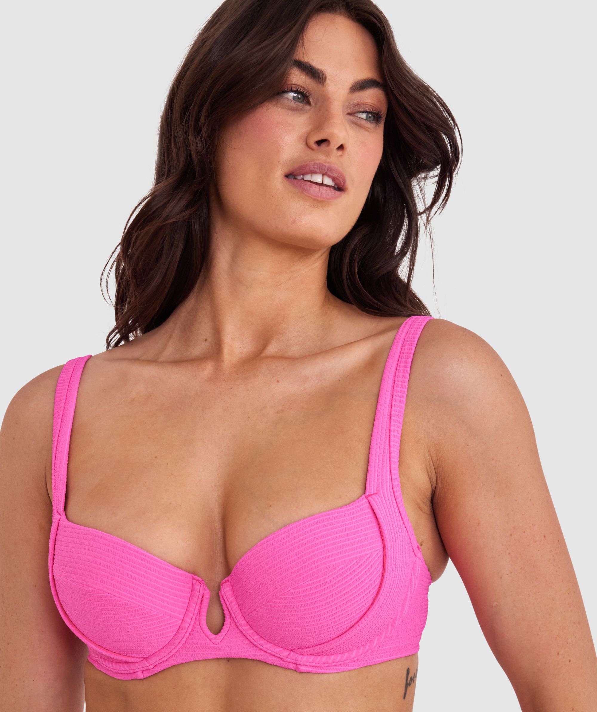 Bras N Things Planet Bliss Swim New Wave Double Push Up Top Hot Pink