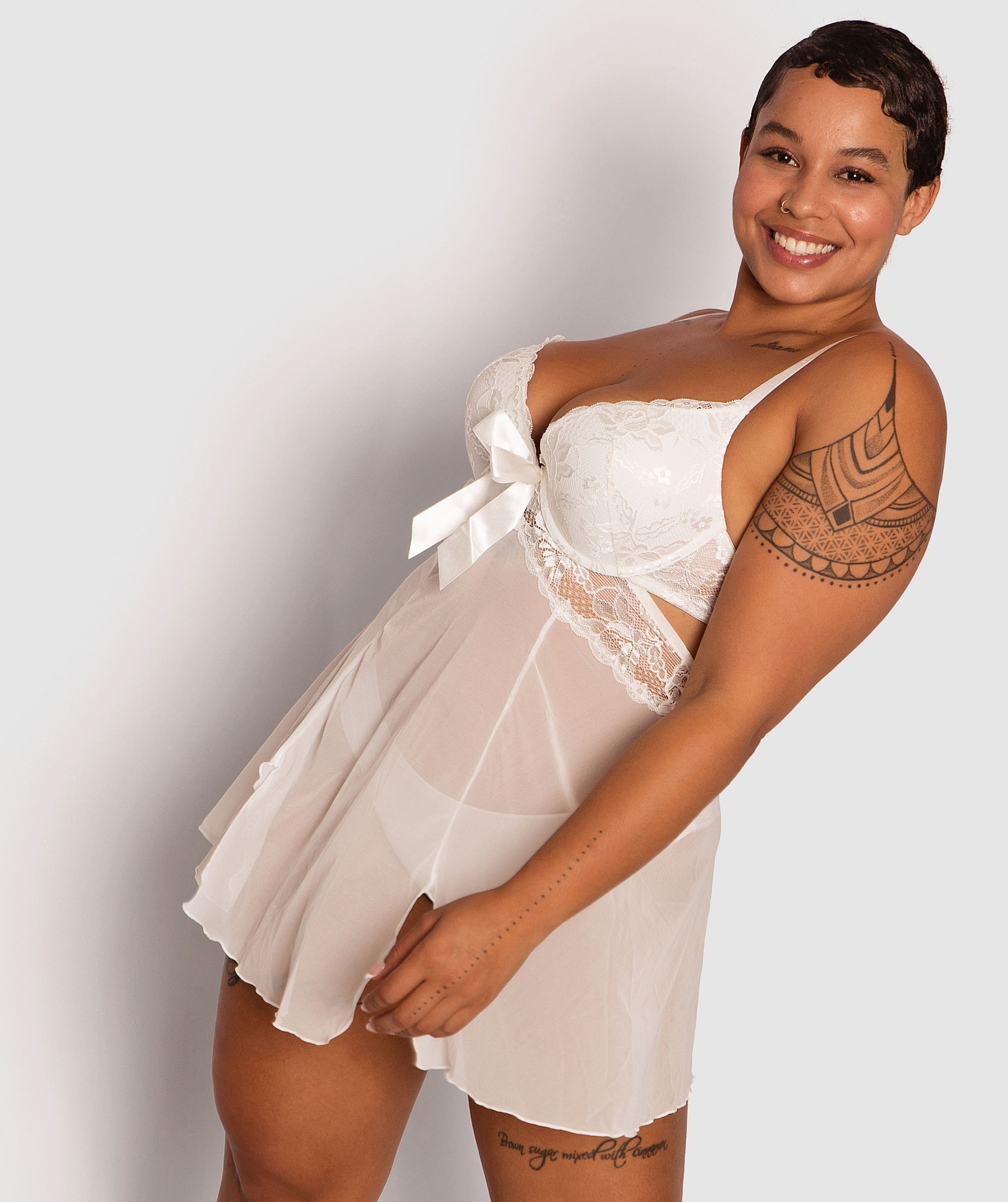 Night Games Jeanna Double Push Up Babydoll - Ivory
