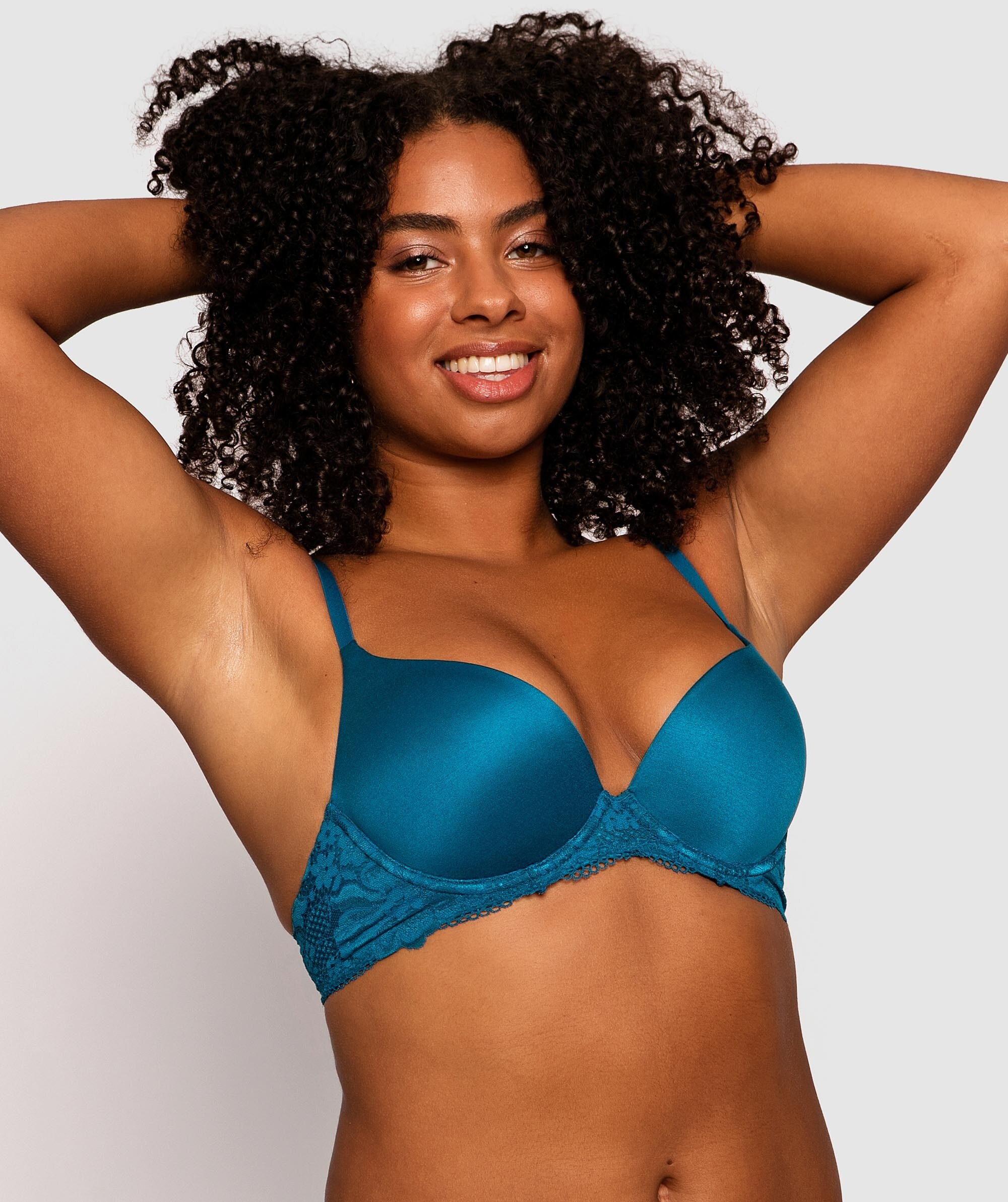 Body Bliss Lace 2nd Gen Plunge Double Push Up - Teal 