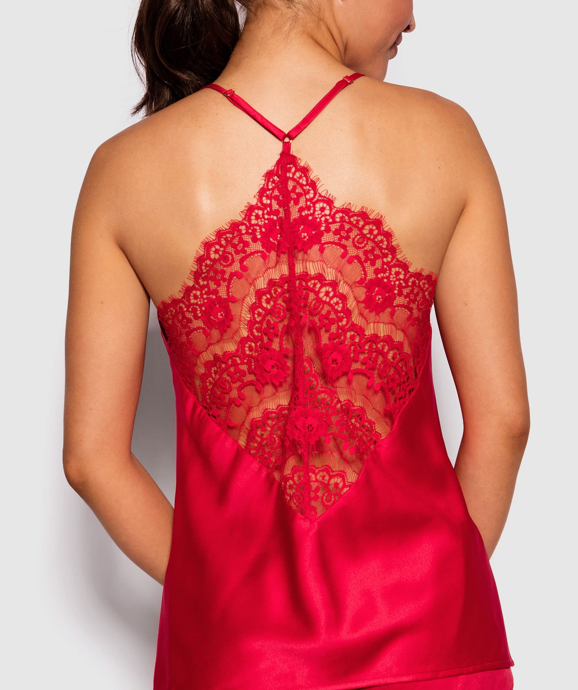 red lace camisole top