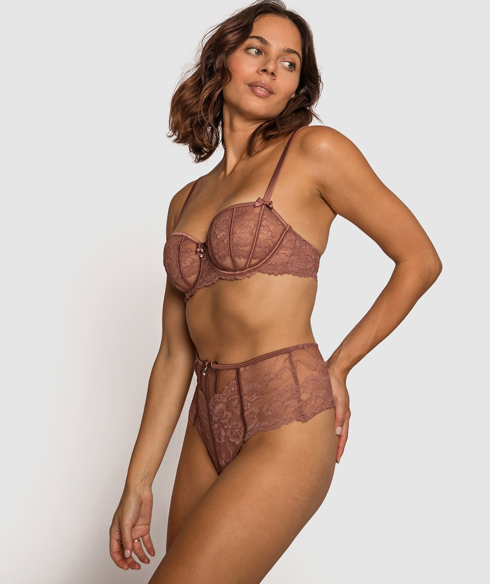 Bethany High Waisted V String Knicker - Nude 6