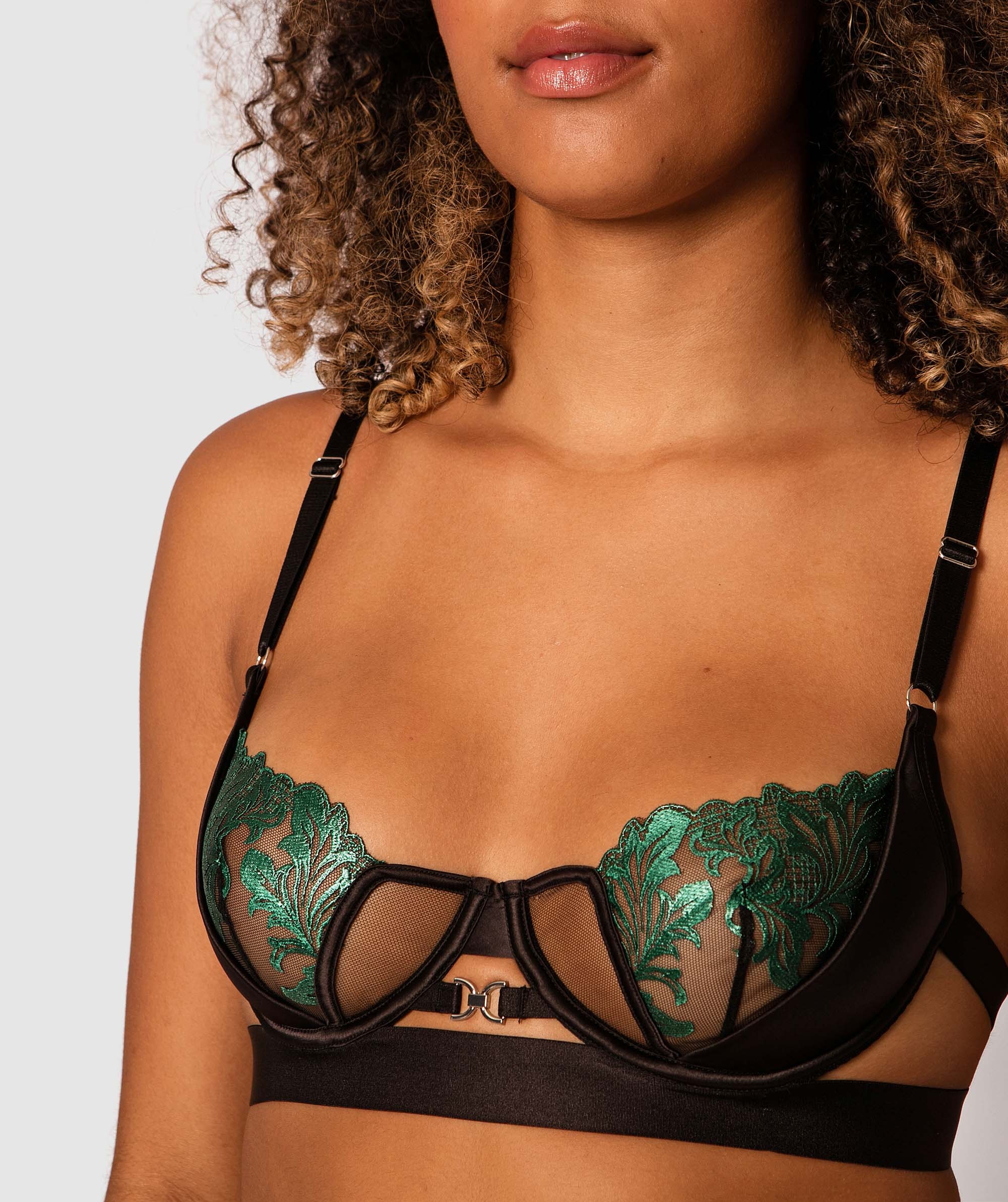 Forget Me Not Unlined Bra - Black/Green