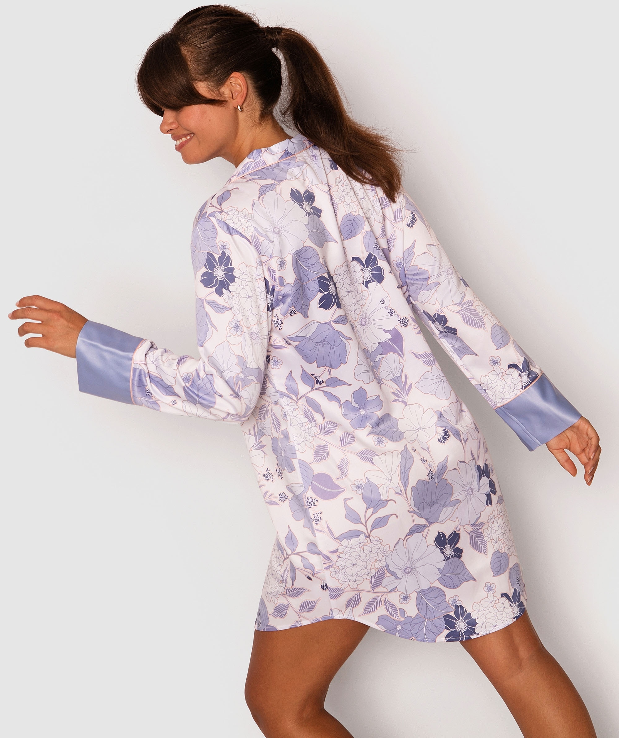 Bridgette Long Sleeve Sleep Shirt - Floral Print