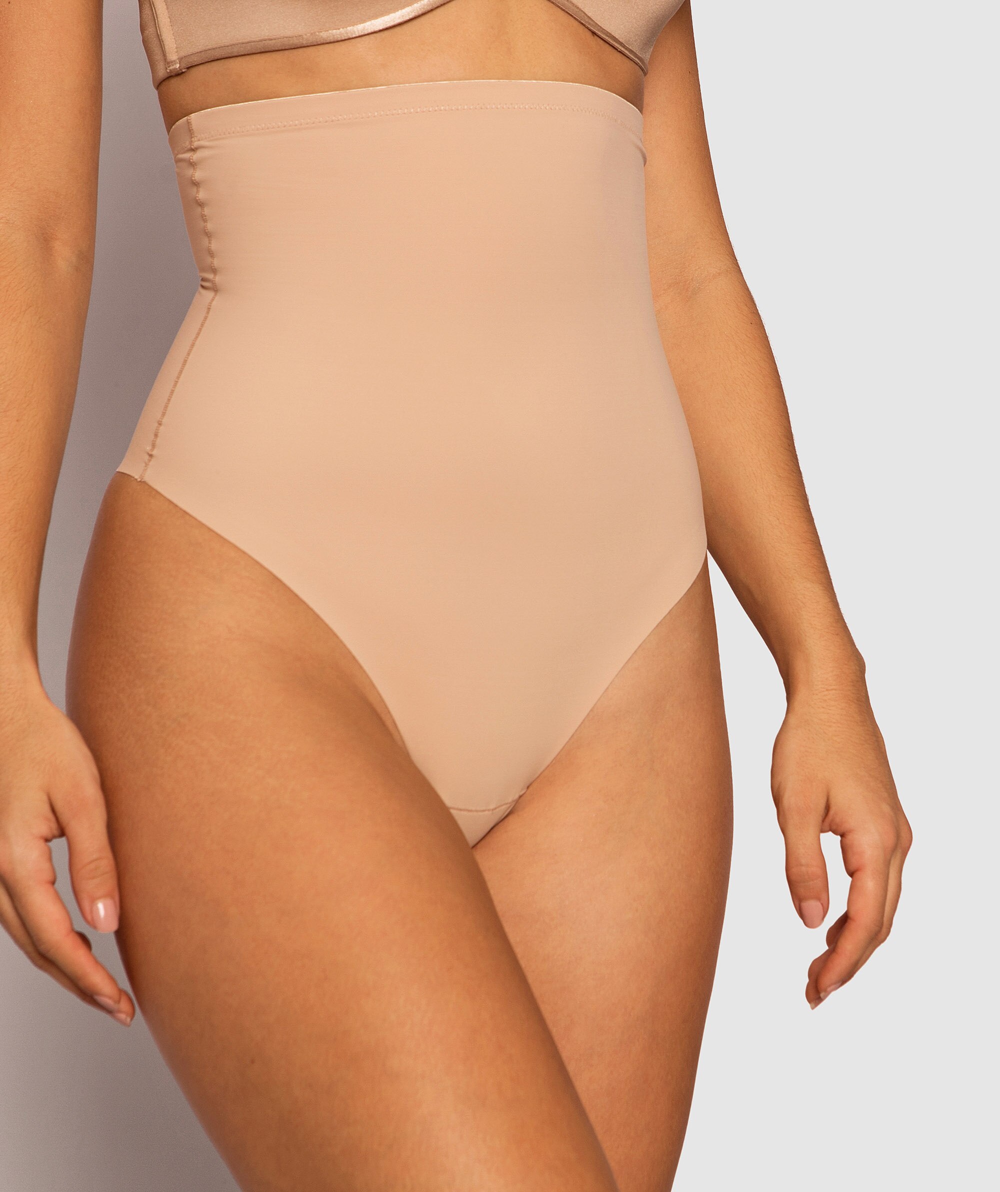 Microfibre Control Highwaisted Vstring Knicker - Nude 2
