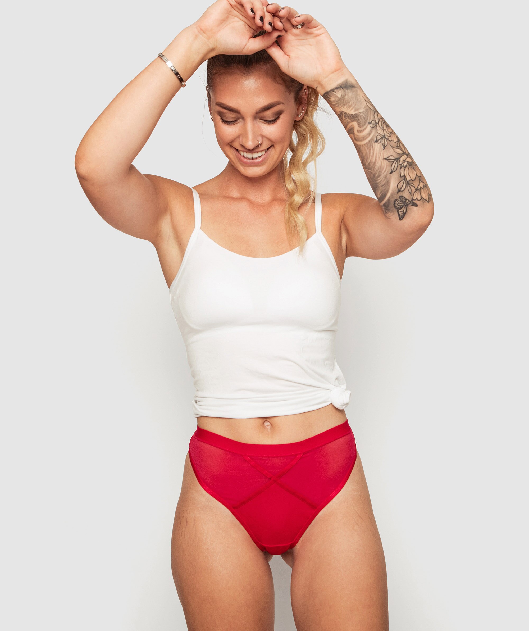 Nicolle High Waisted V String Knicker - Red 