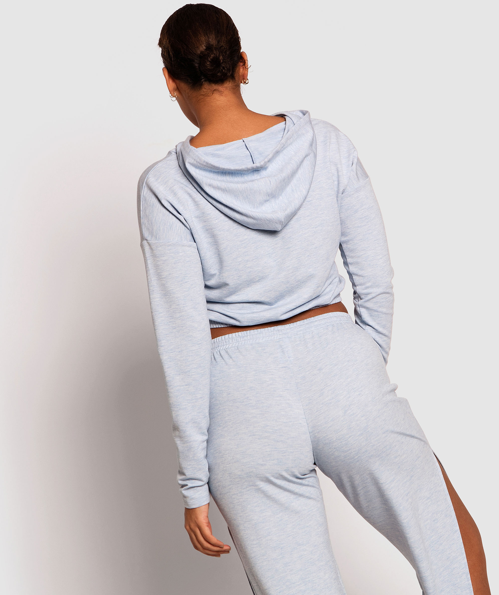Barre Cropped Hoodie - Light Blue 