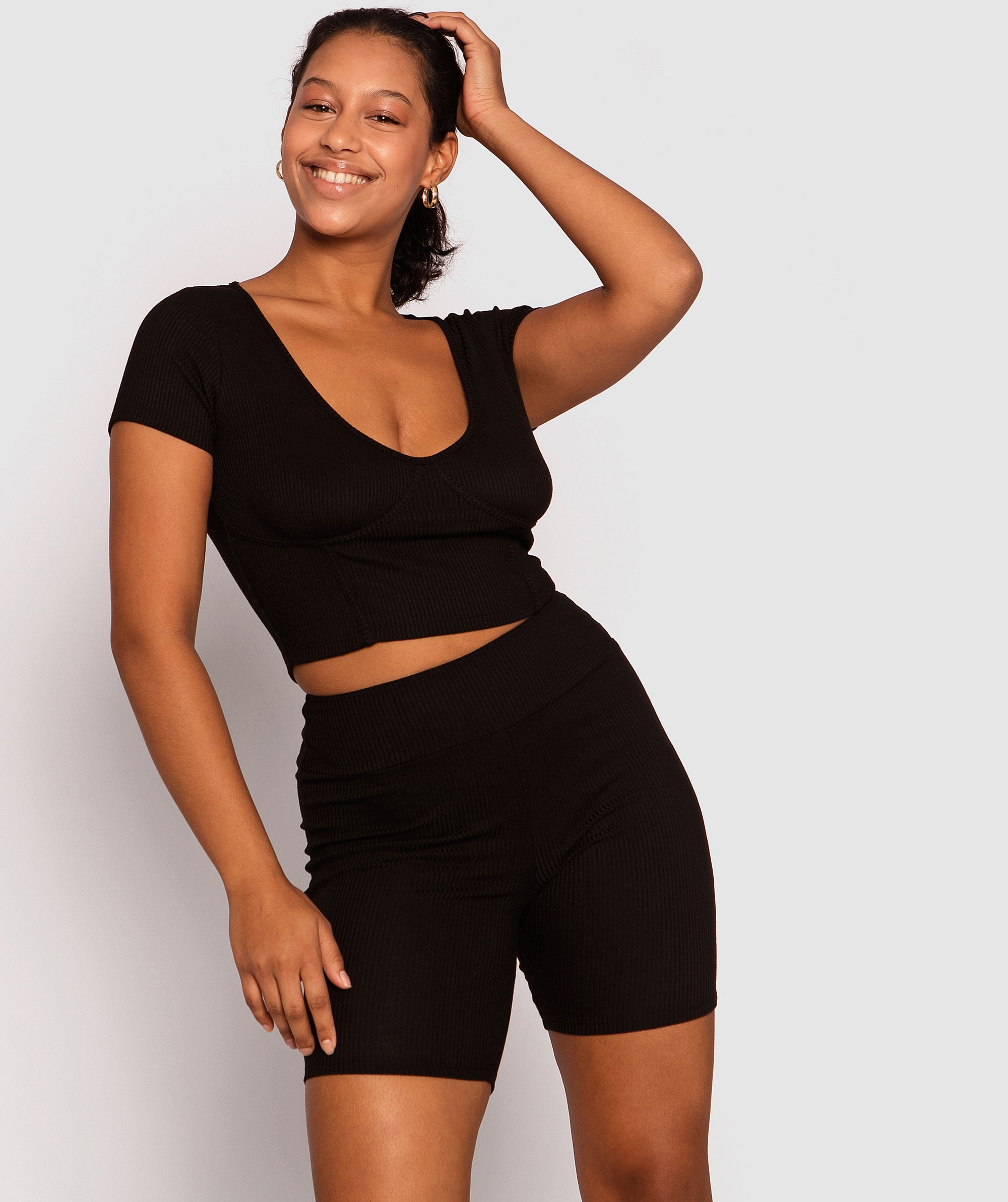Style By Day Short Sleeve Corset  Top - Black 