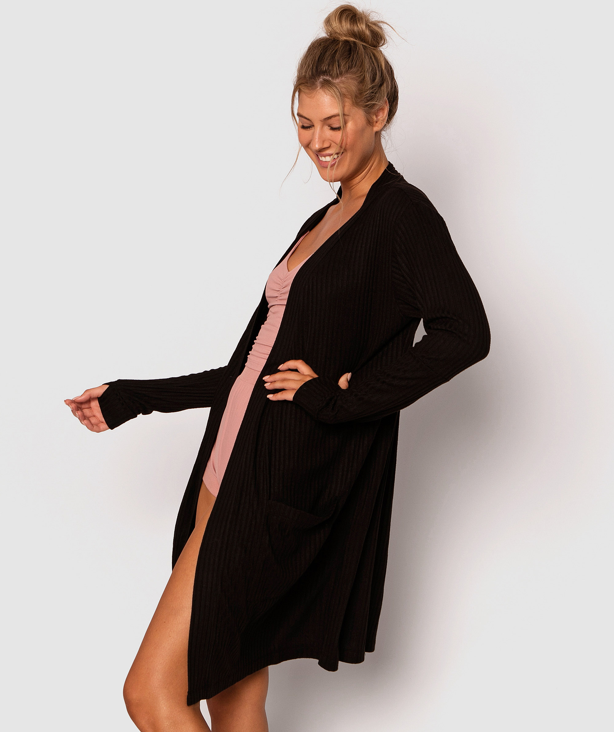 longline cardigan black