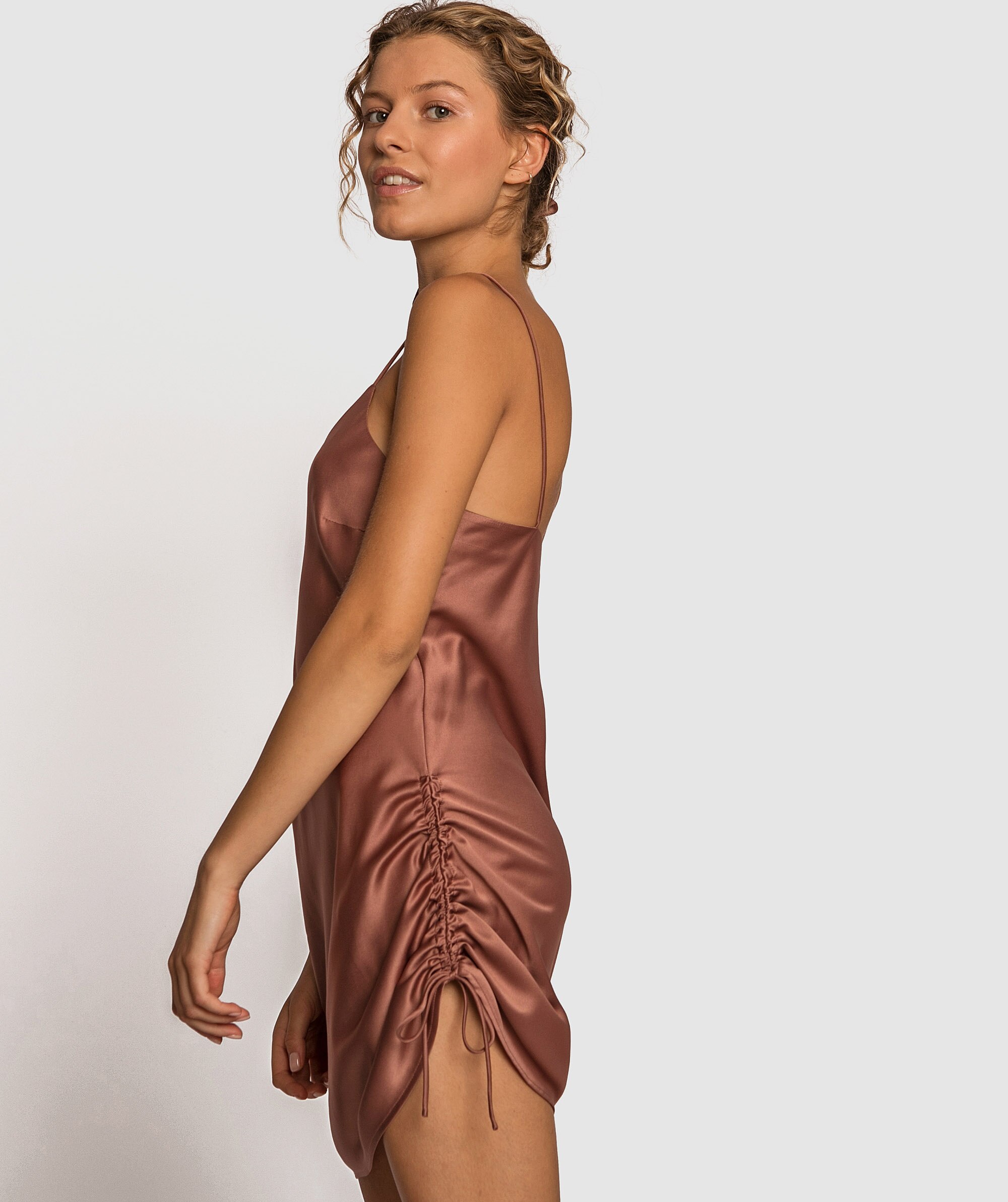 Nearly Nude Ruched Side Slip - Nude 6