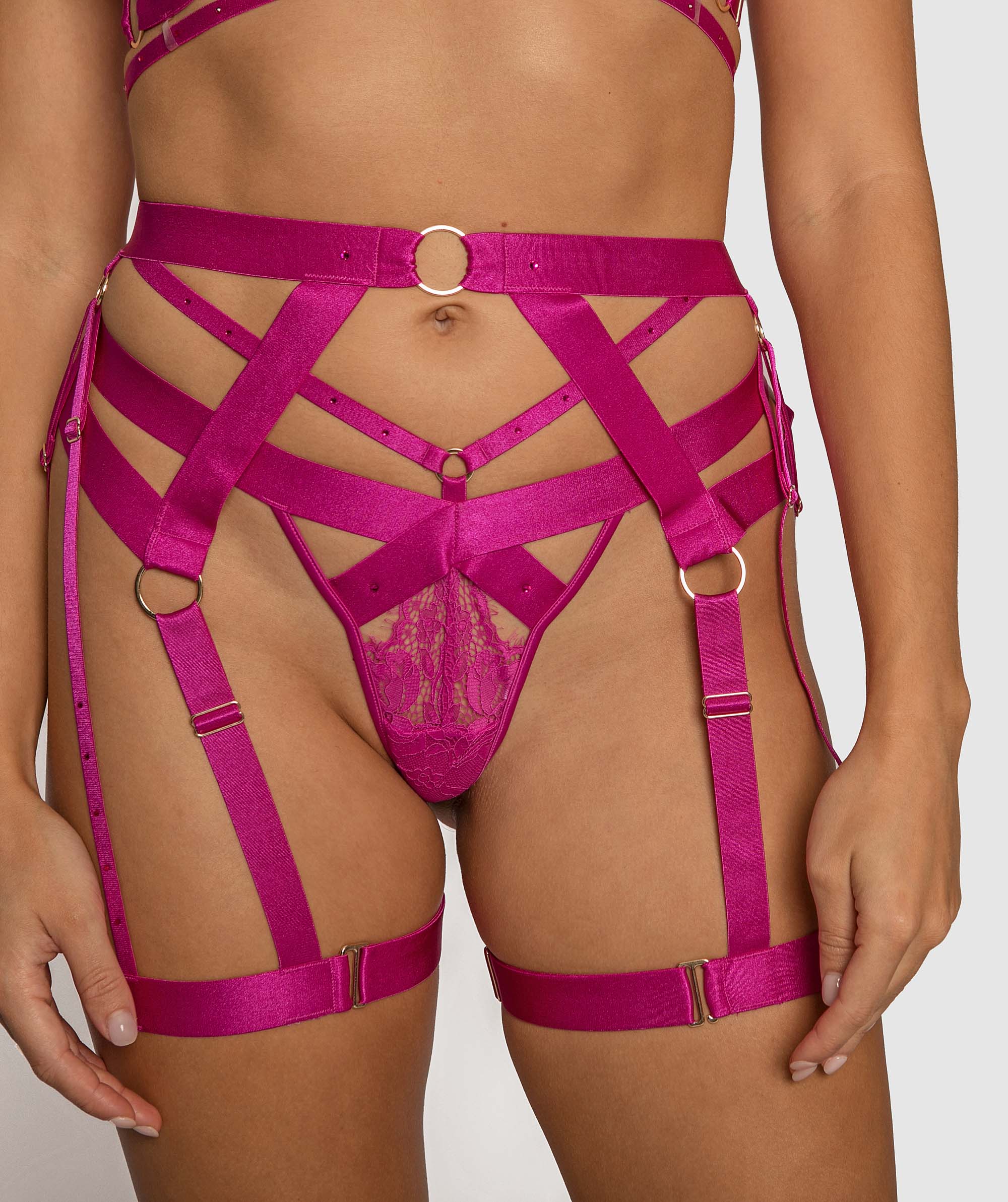 Night Games Feel The Love Suspender - Fuchsia Pink