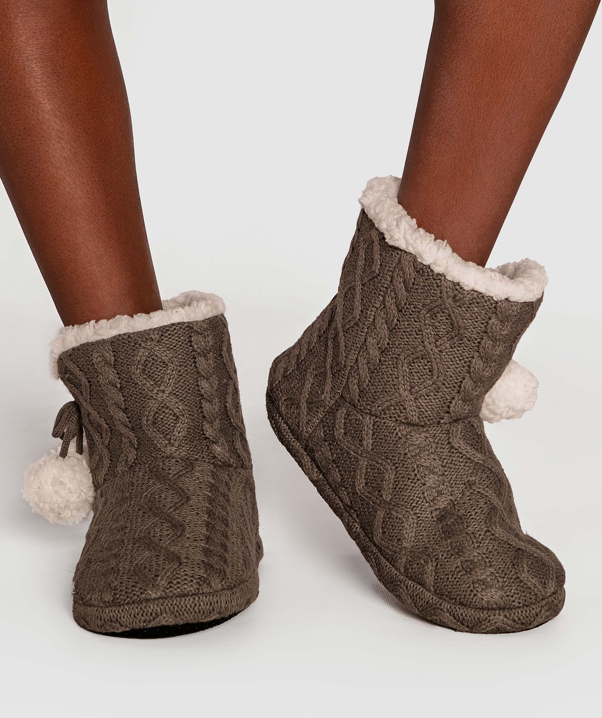 Sunset Glow Cable Knit Bootie - Dark Grey