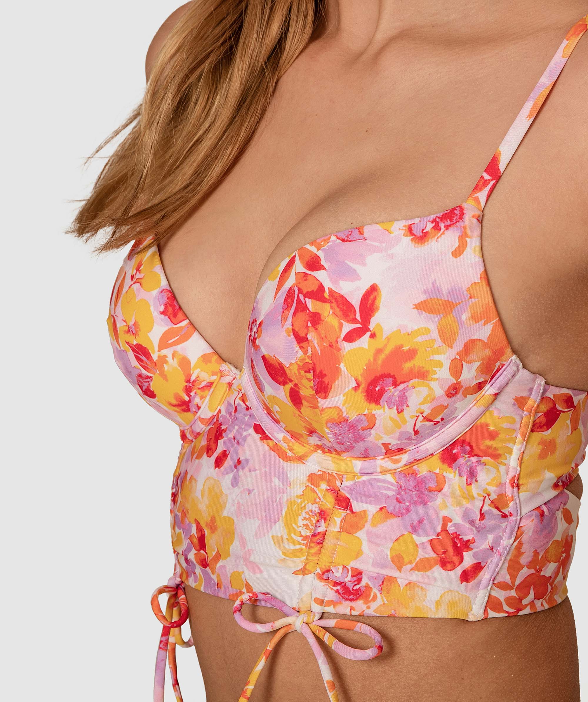 Planet Bliss Swim Vibrant Vacation Push Up Top - Floral Print