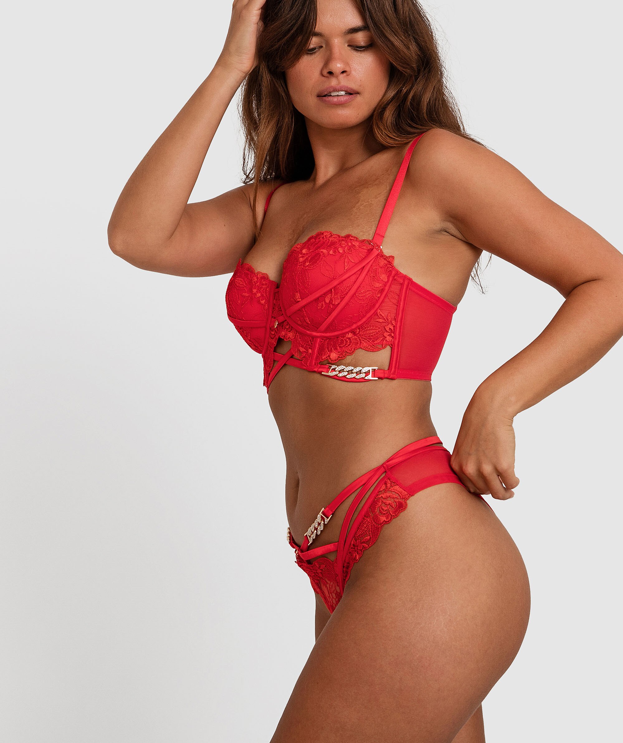 Vamp Diamonds Not Roses Brazilian Knicker - Light Red
