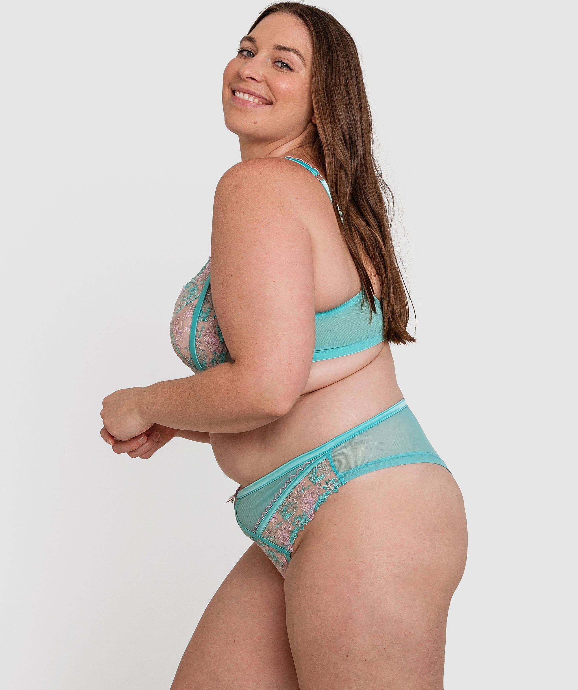 Enchanted Mariposa High Waisted Brief - Aqua