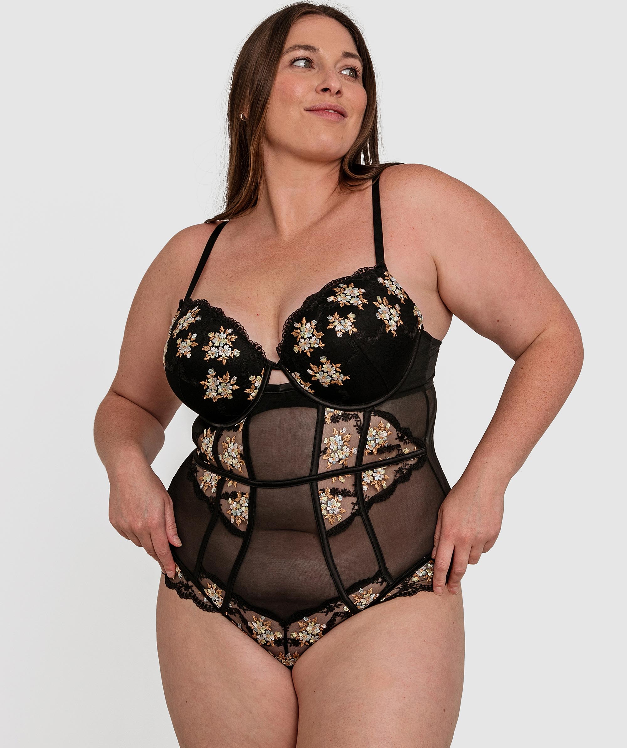 Enchanted Tuscan Sun Push Up Bodysuit - Black