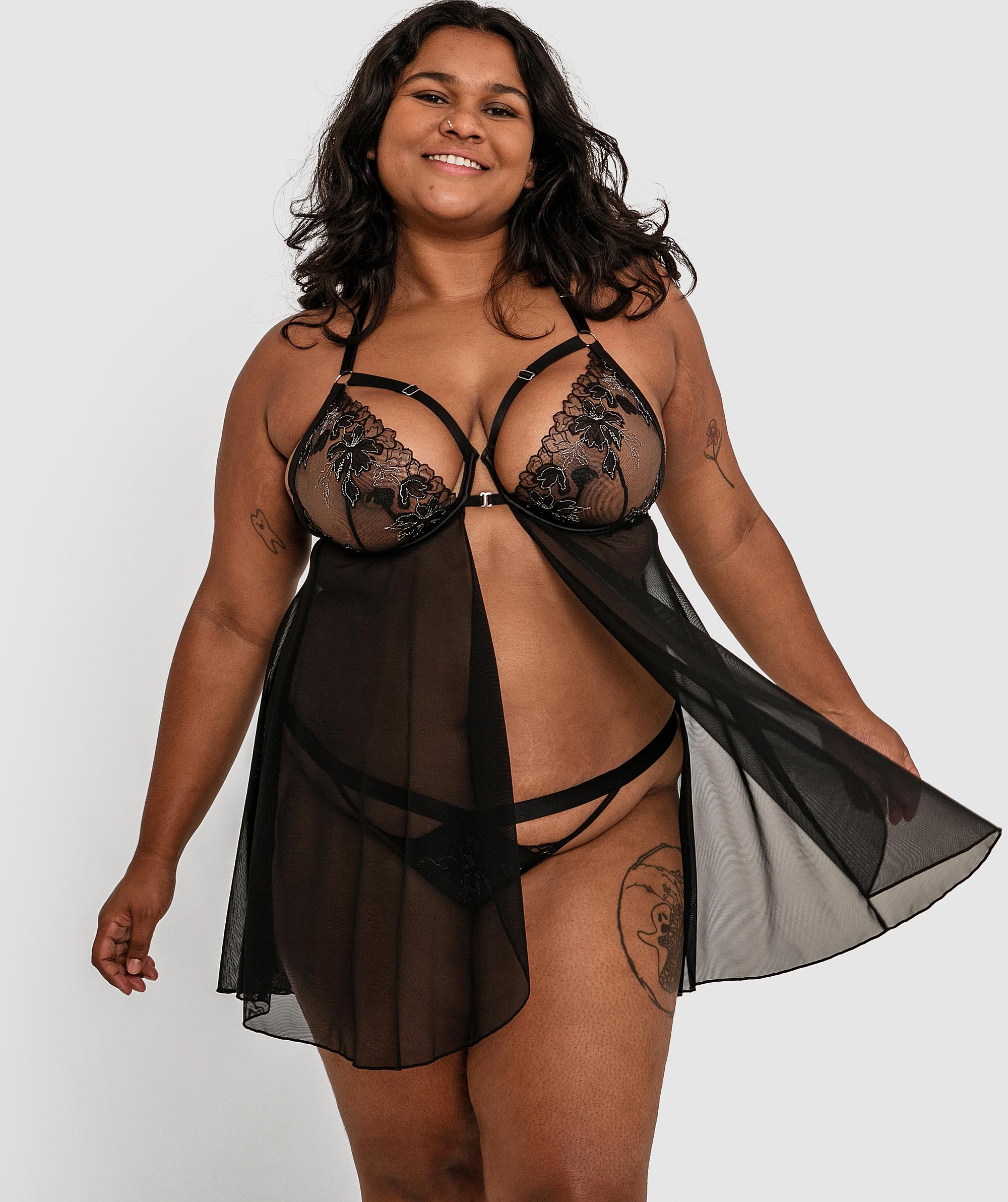 Night Games Empowered Underwire Babydoll - Black