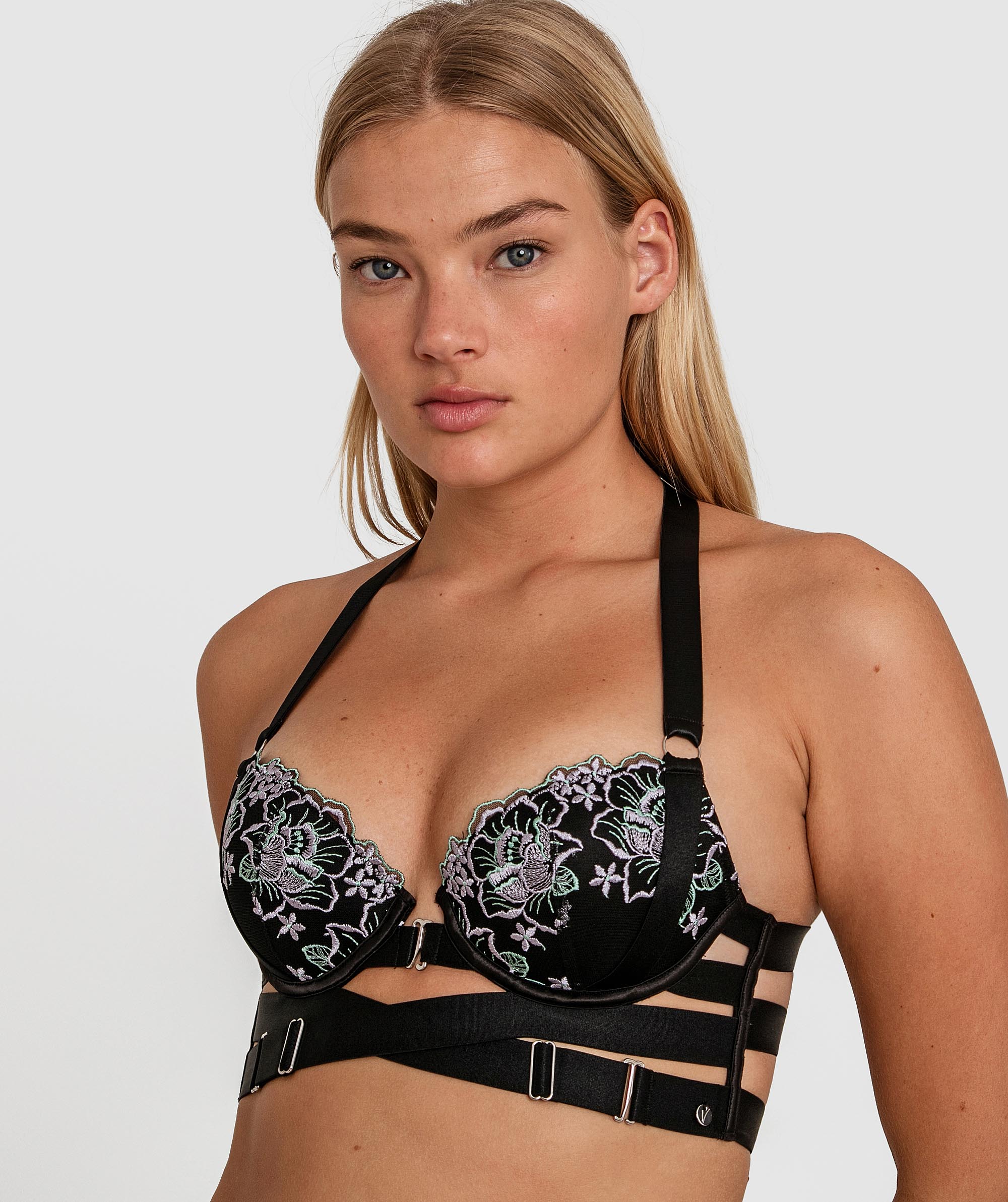 Vamp Glow Getter Push Up Balconette Bra - Black