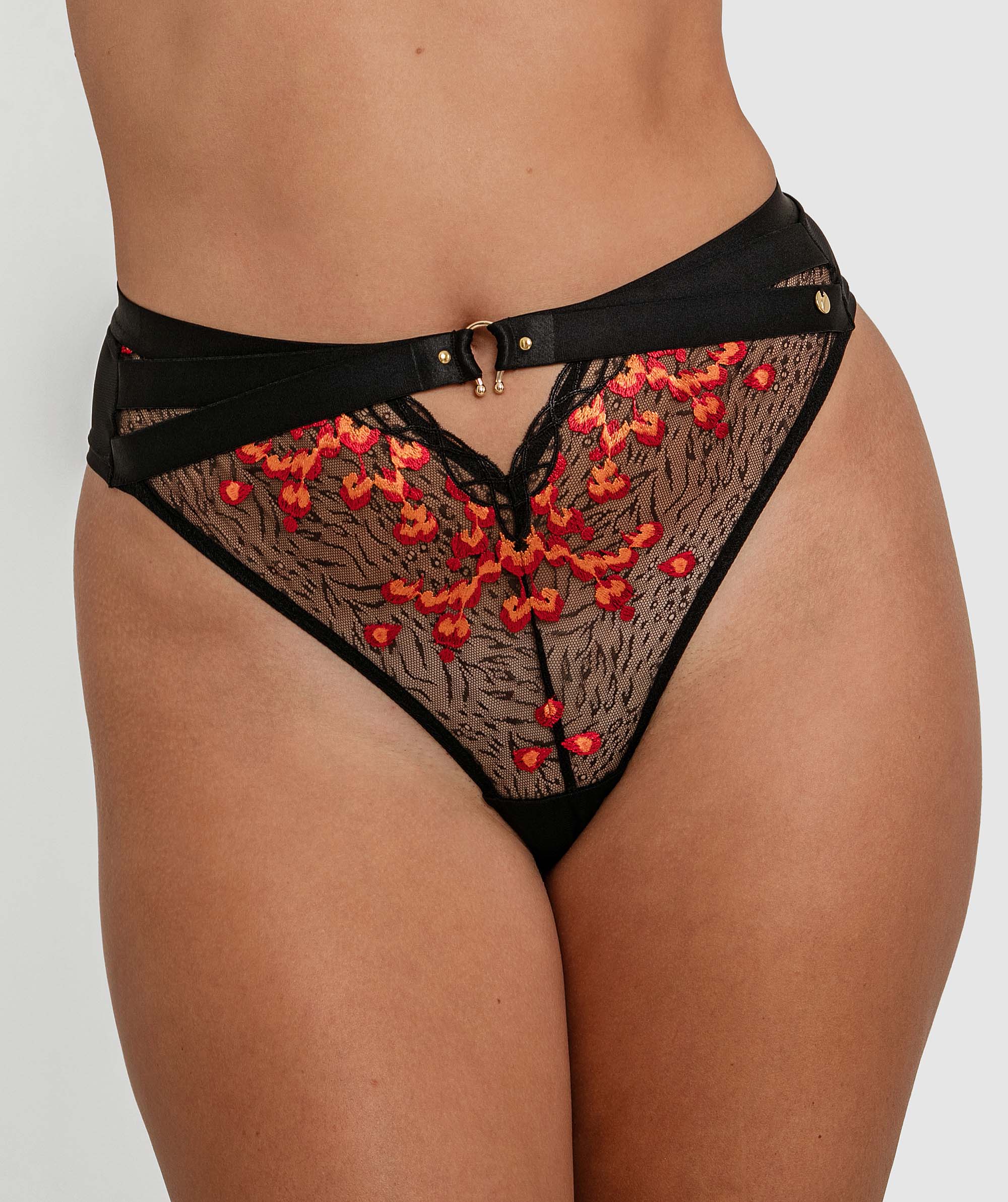 Vamp Drive Em Wild High Waist Brazilian Knicker - Black/Red