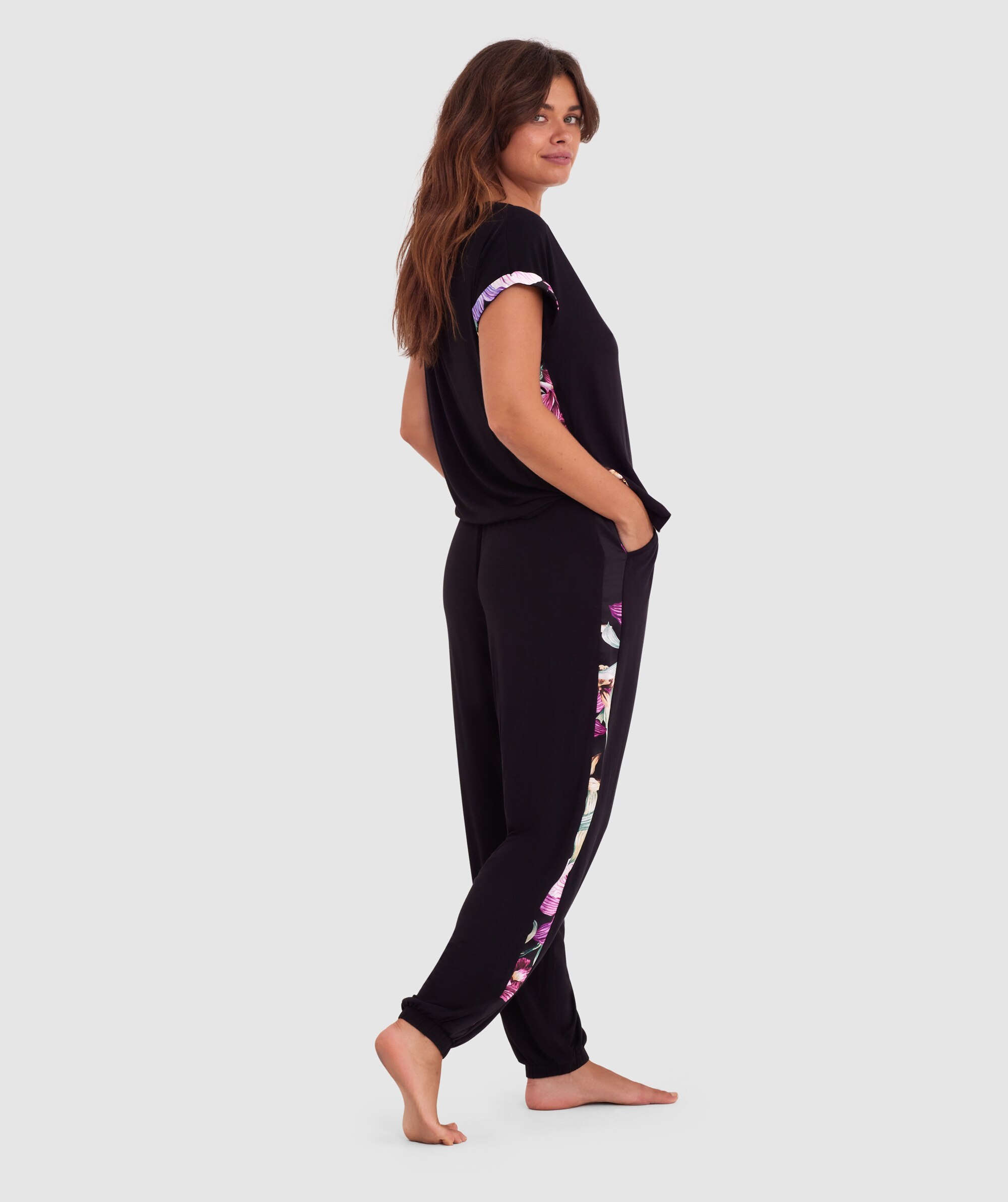 Orchid Bloom Jogger - Black