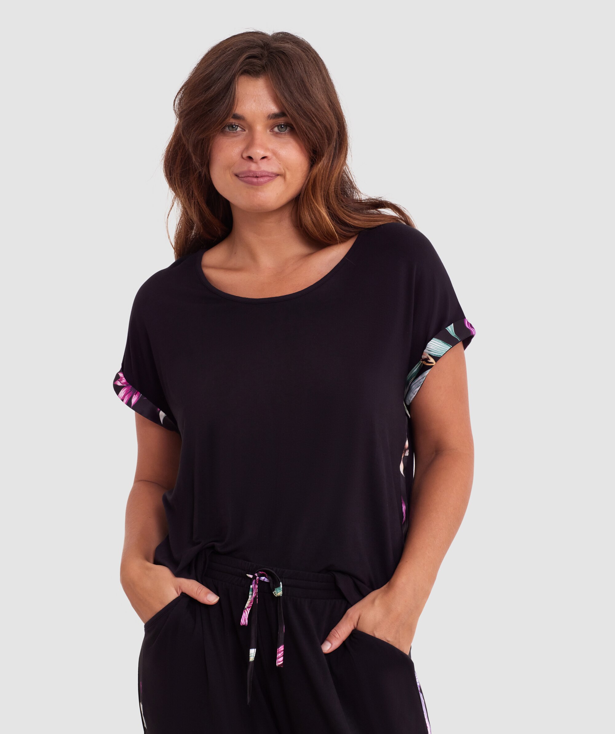 Orchid Bloom Short Sleeve Shirt - Black