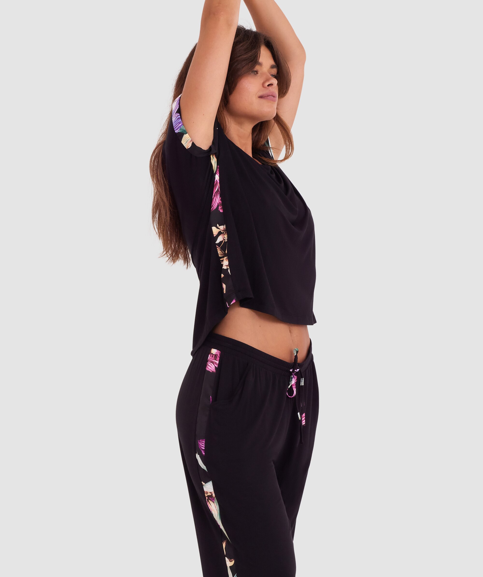 Orchid Bloom Short Sleeve Shirt - Black
