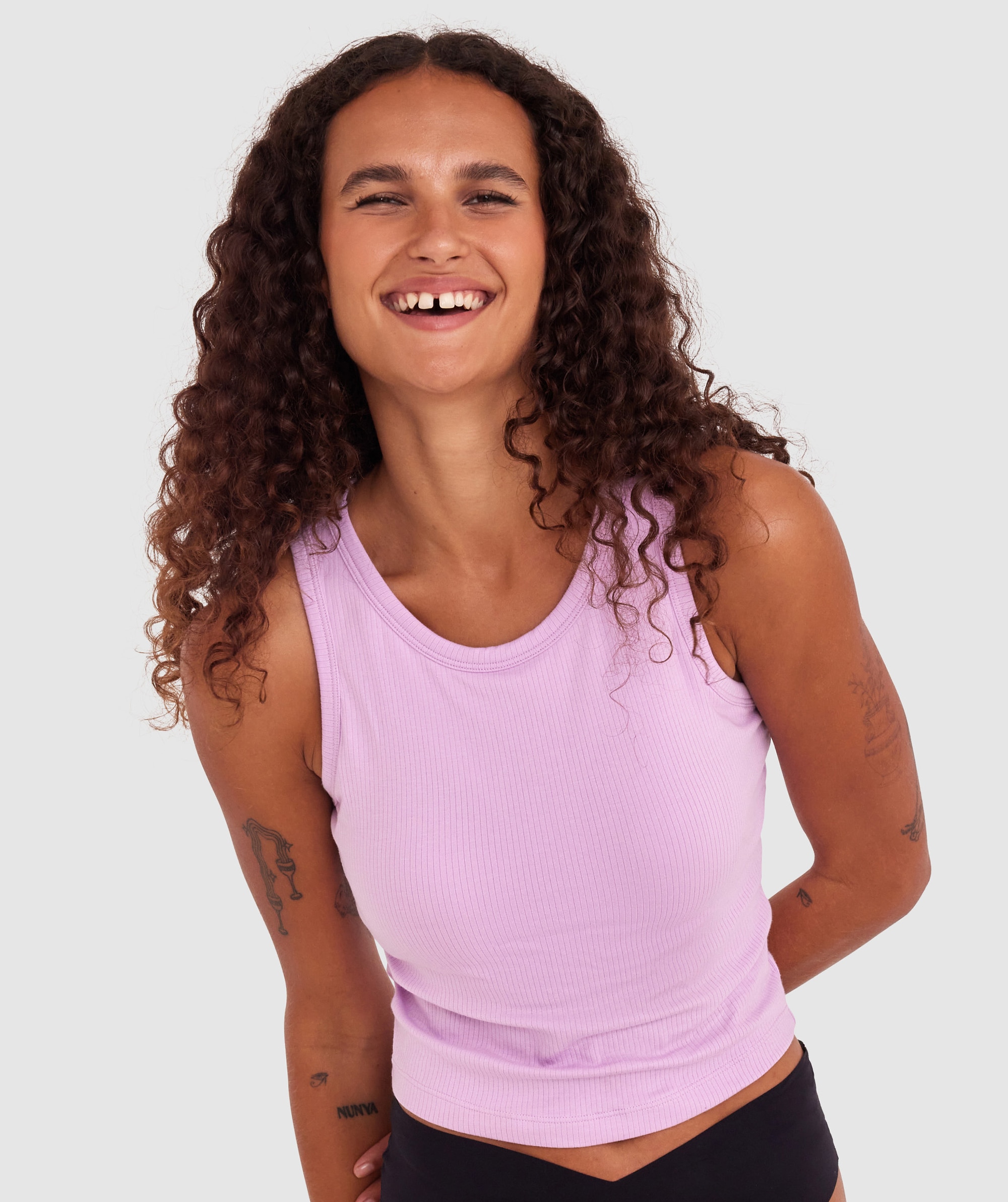 Bras N Things Rib Tank Top With Shelf Bra In Lavender