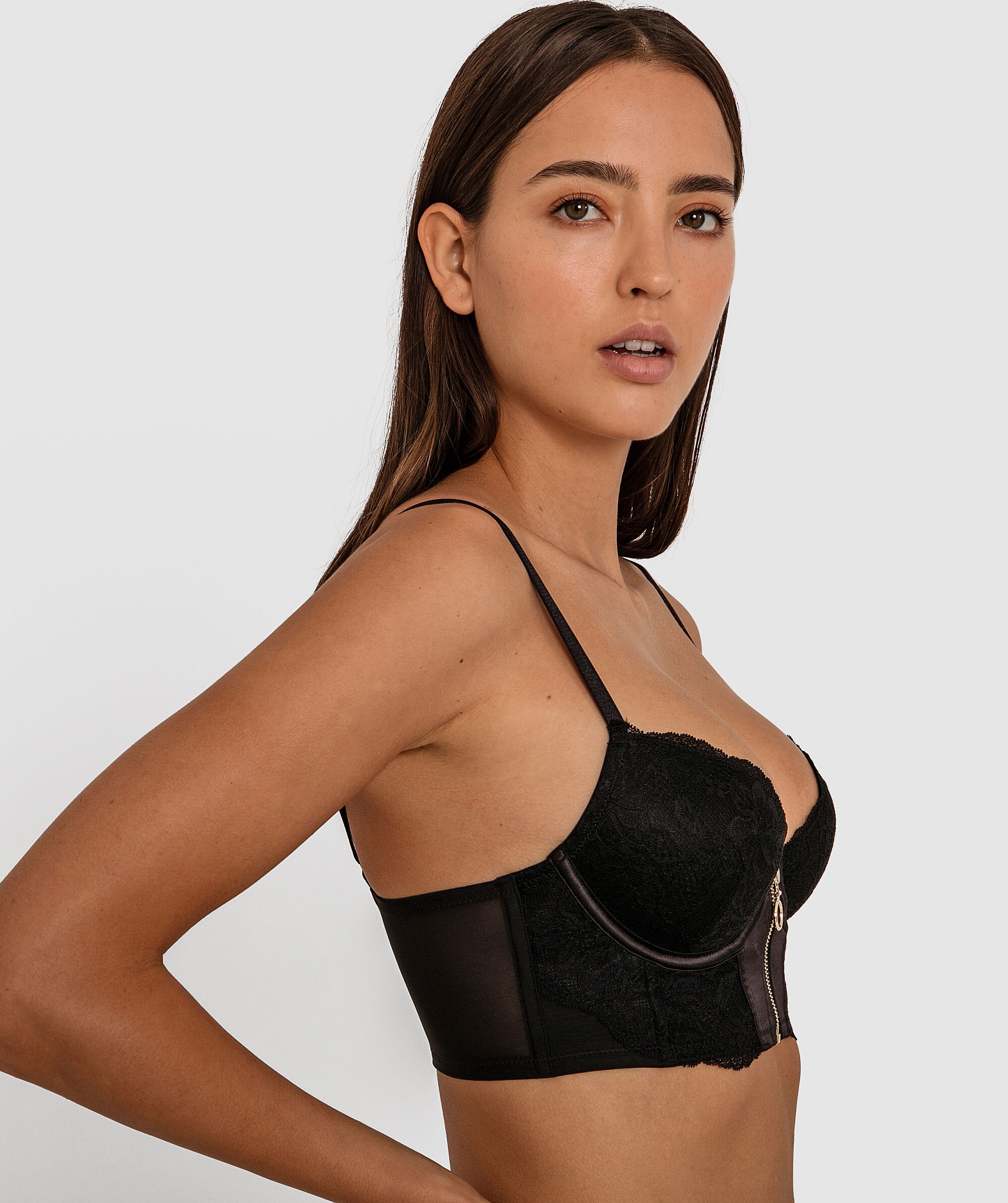 Breeze Longline Push Up Bra - Black