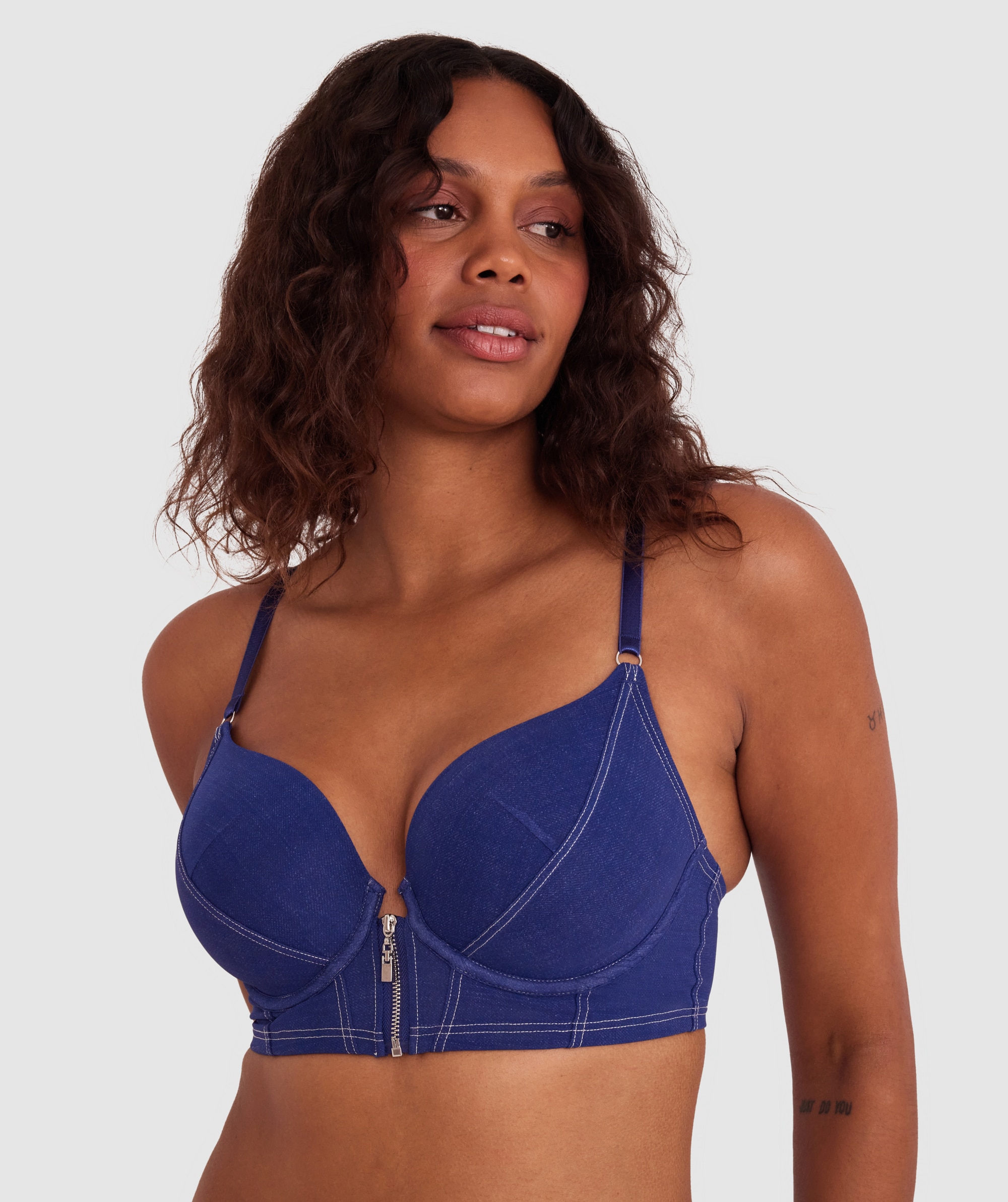 Bras N Things Aaliyah Full Cup Plunge Bra - Navy | 01438302