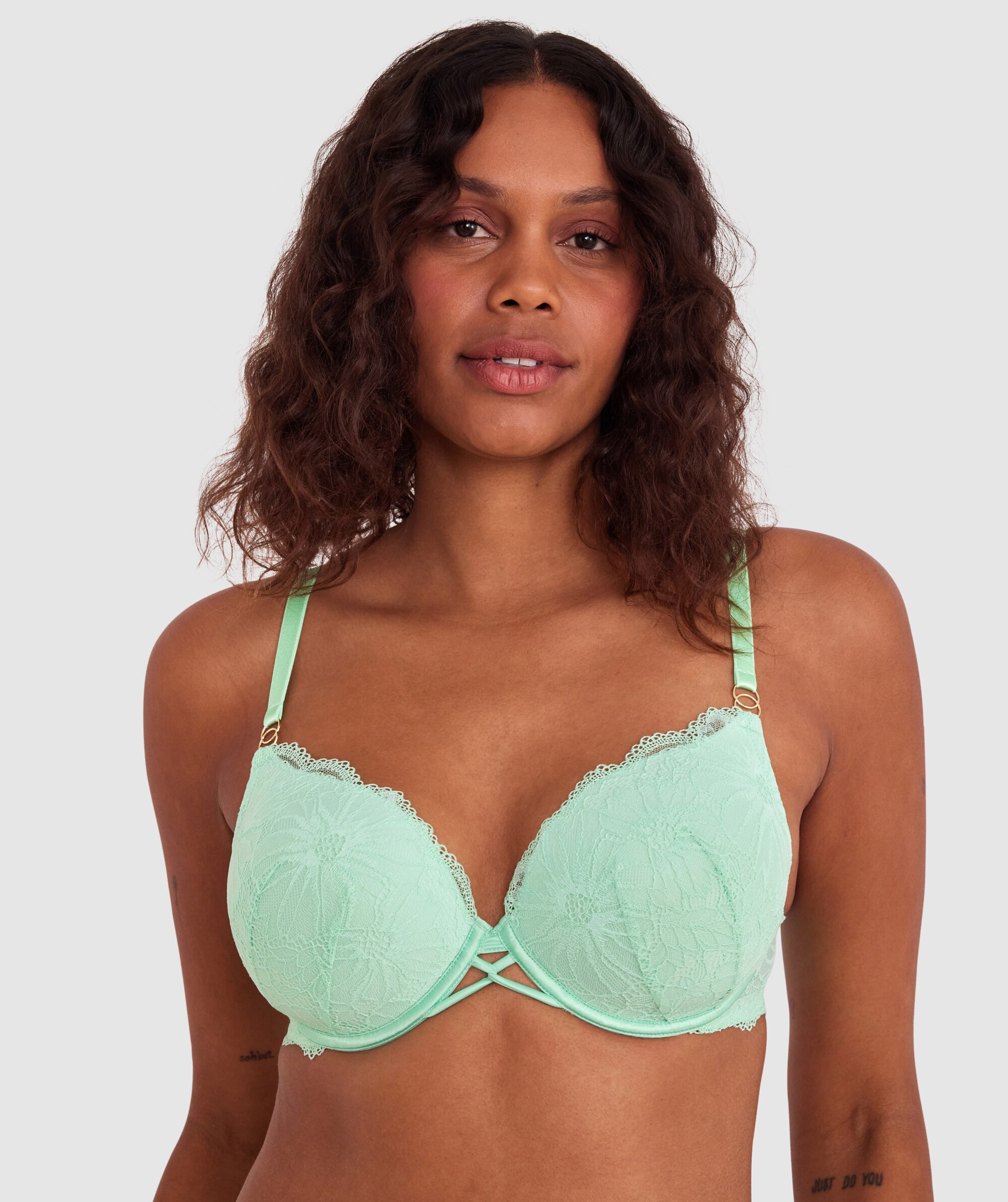 Buy ZITIQUE Women's Autumn-winter Glossy Non-wired Push Up Lingerie Set (Bra  and Underwear) - Green in Green 2024 Online