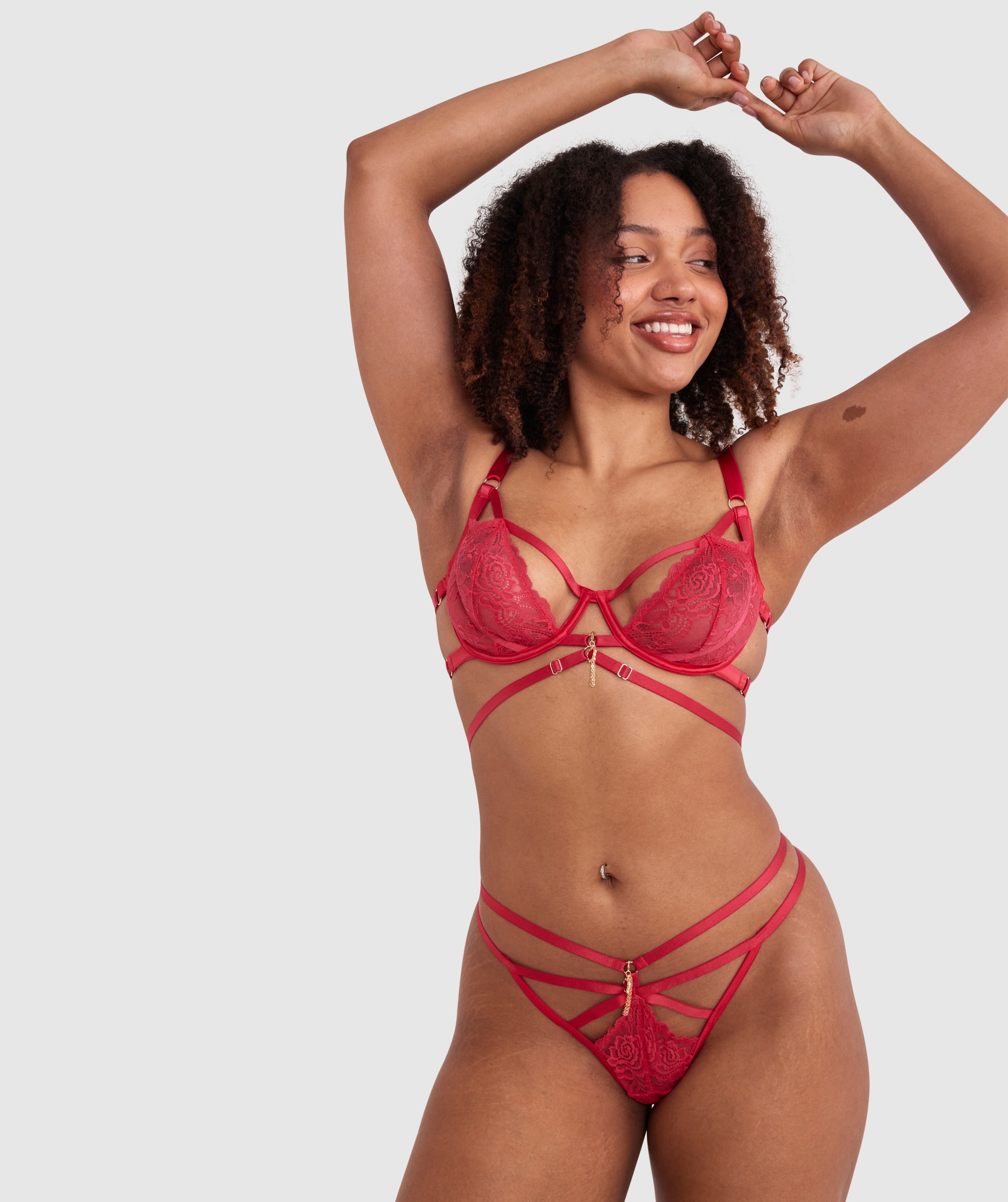 Night Games Bleeding Hearts Soft Cup & Mini V Set - Red