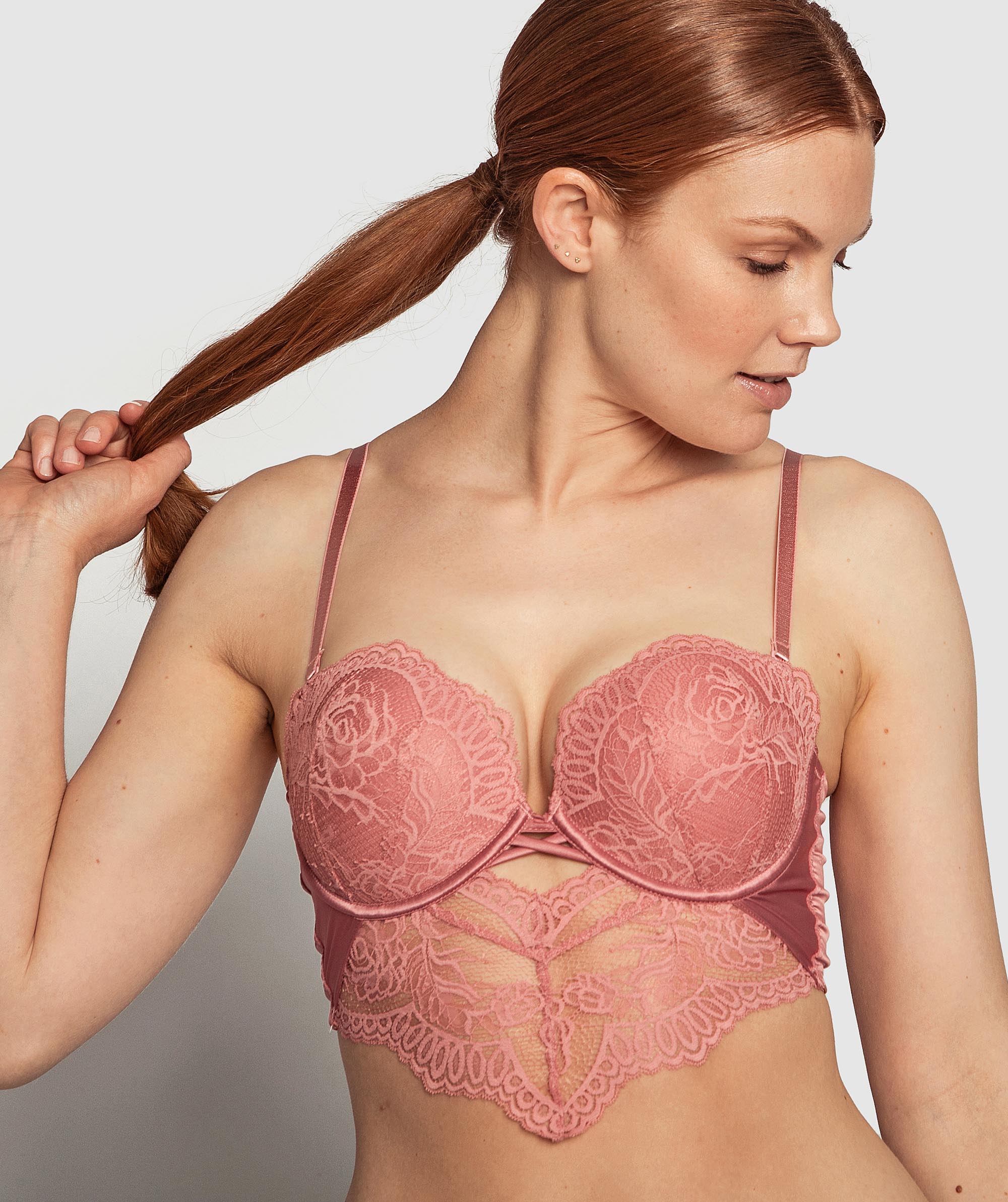 Bras N Things Blanche Push Up Corset Lingerie in Rose