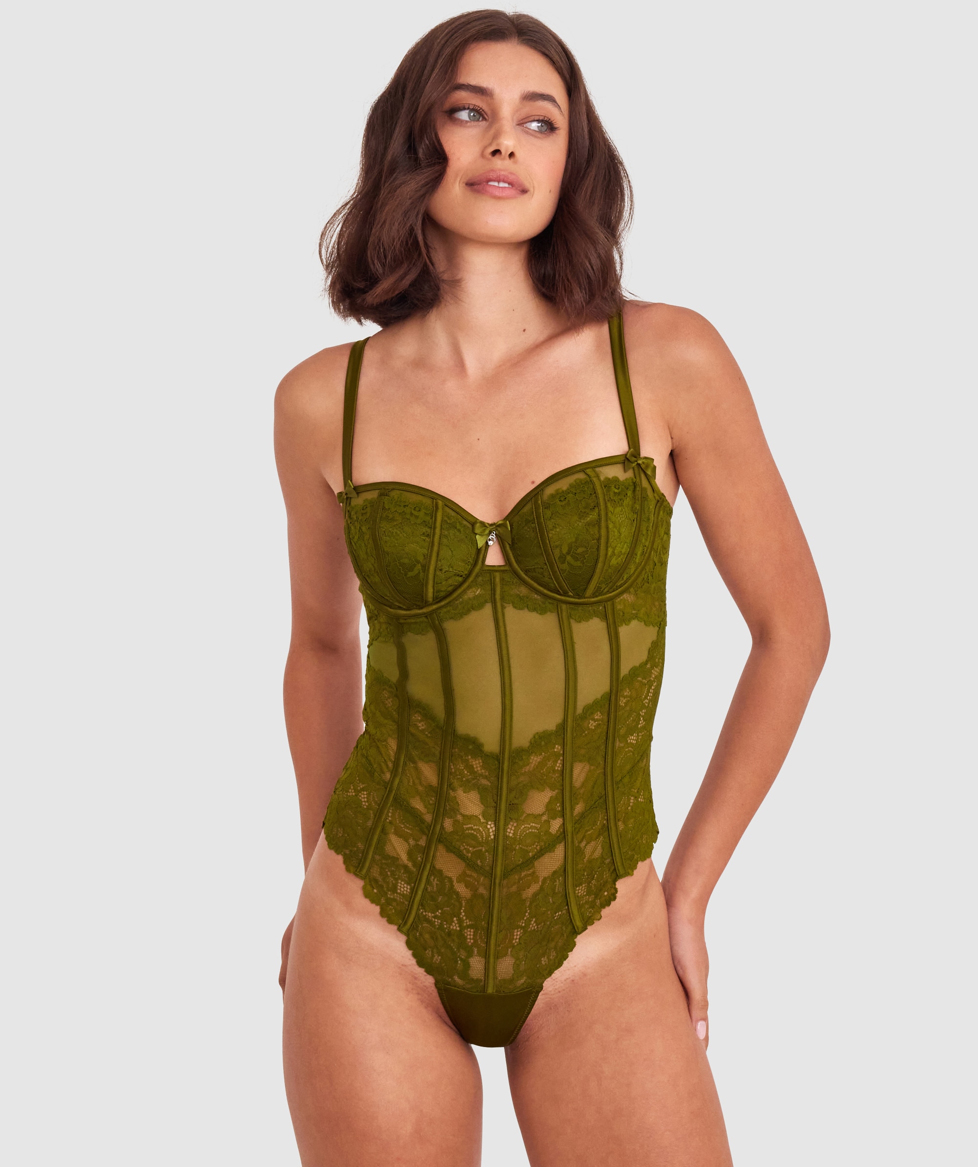 Bethany Underwire Bodysuit - Khaki