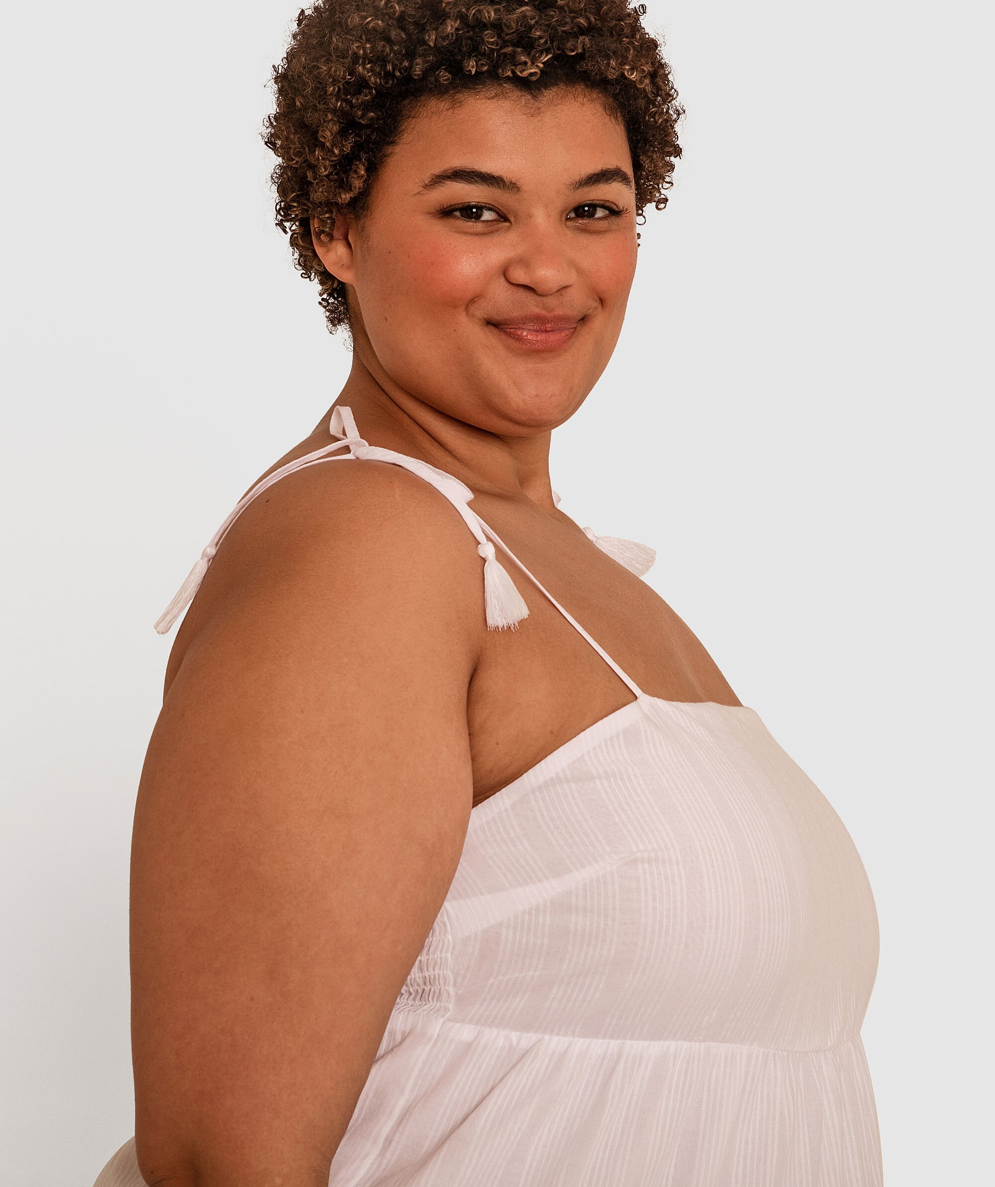 Aurelia Tiered Midi Slip - White