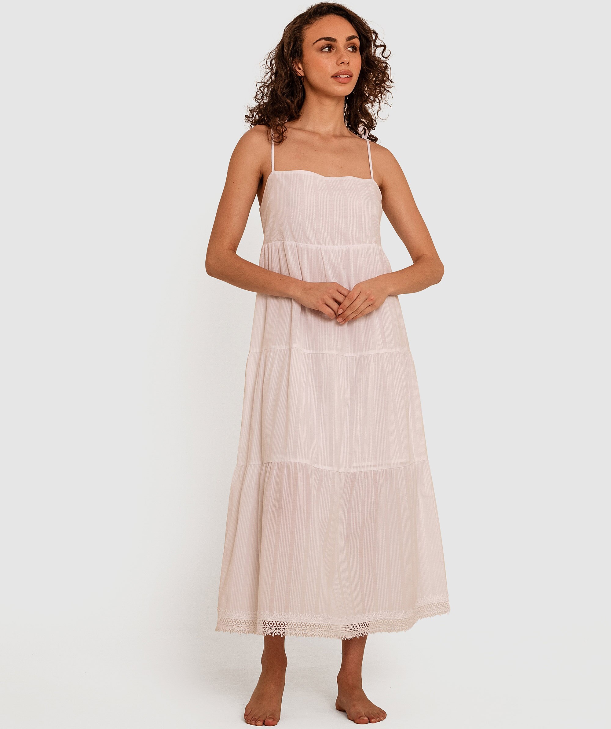 Aurelia Tiered Midi Slip - White