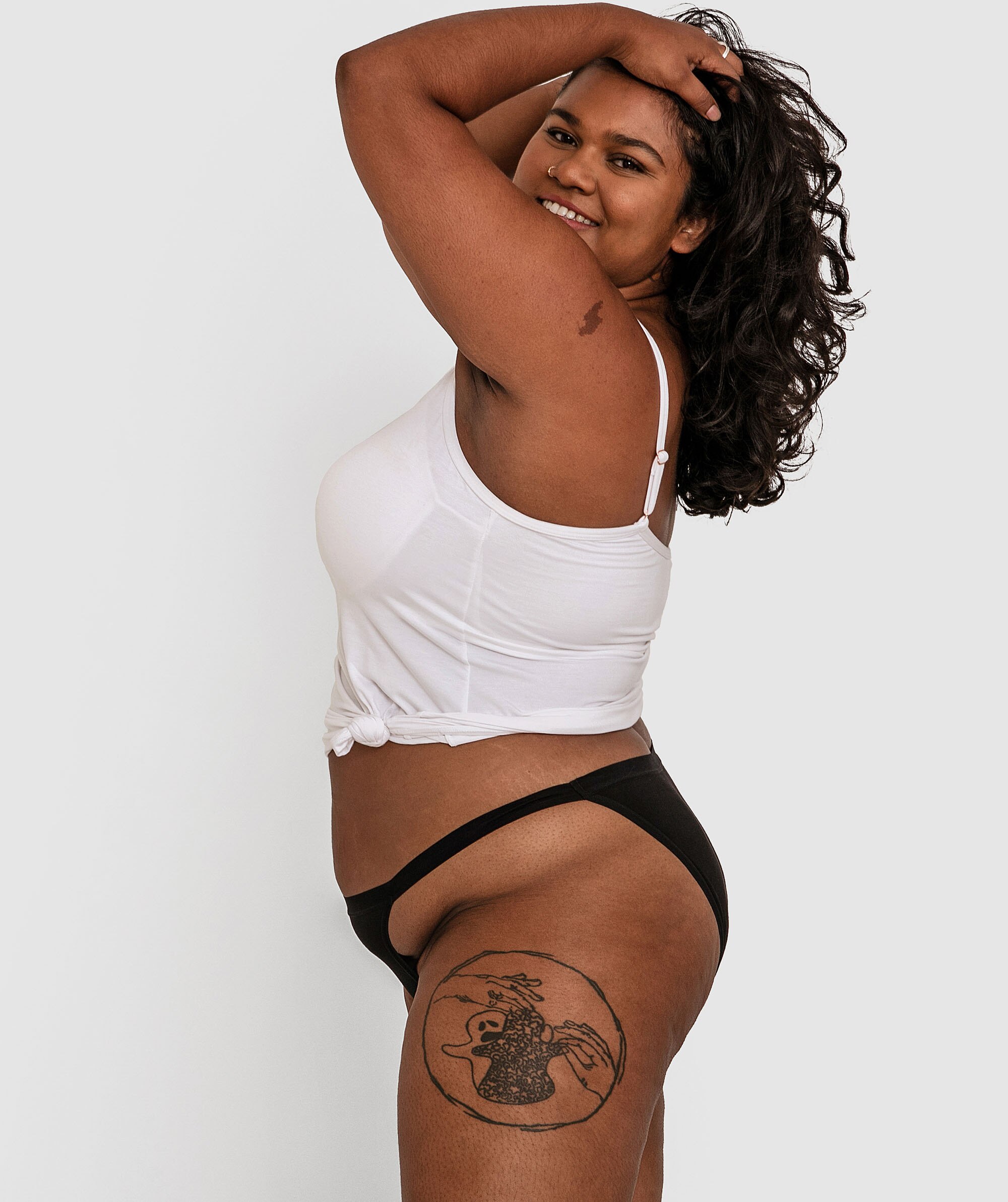 Basics Modal Blend High Leg Tanga Bikini - Black