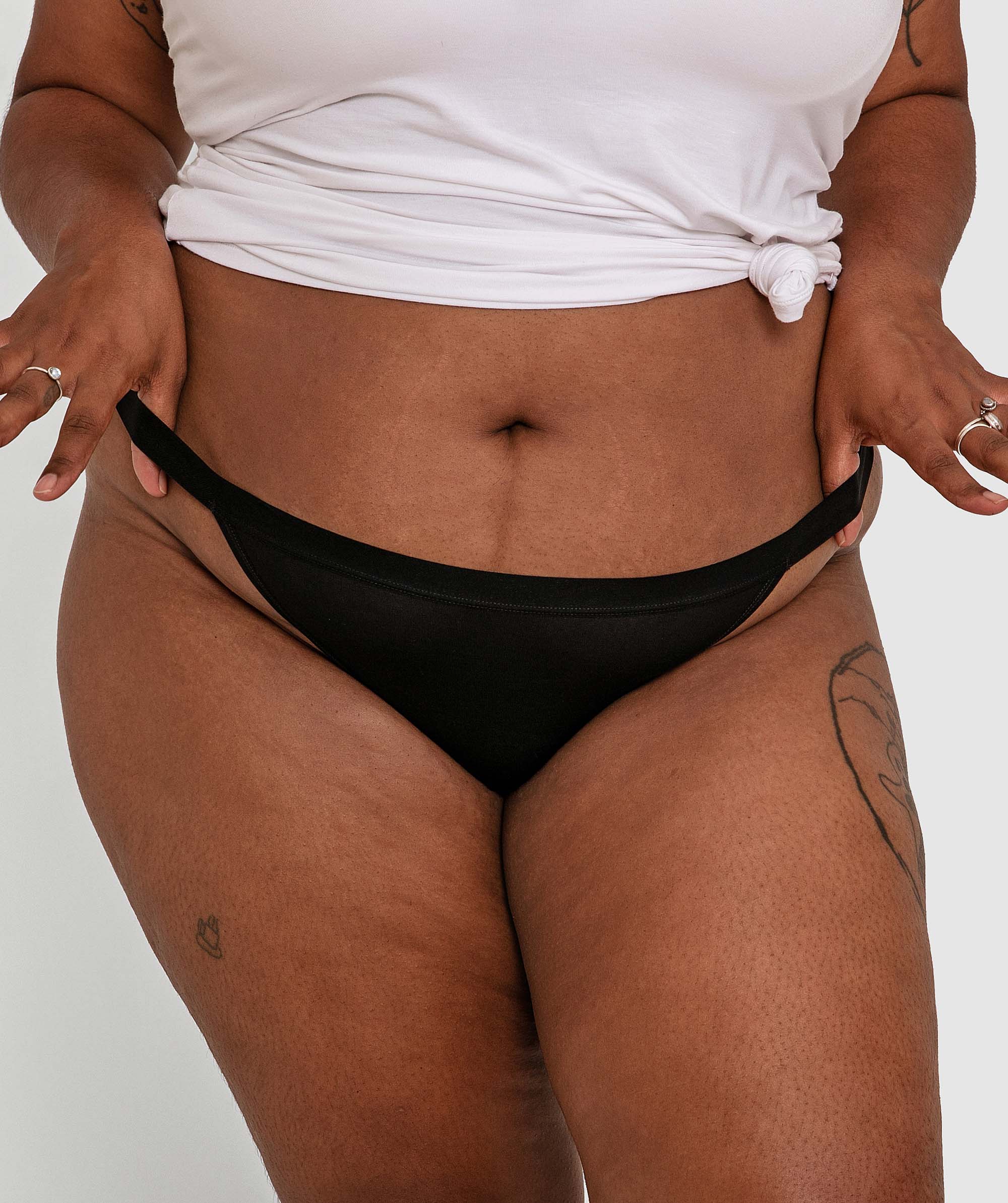 Basics Modal Blend High Leg Tanga Bikini - Black