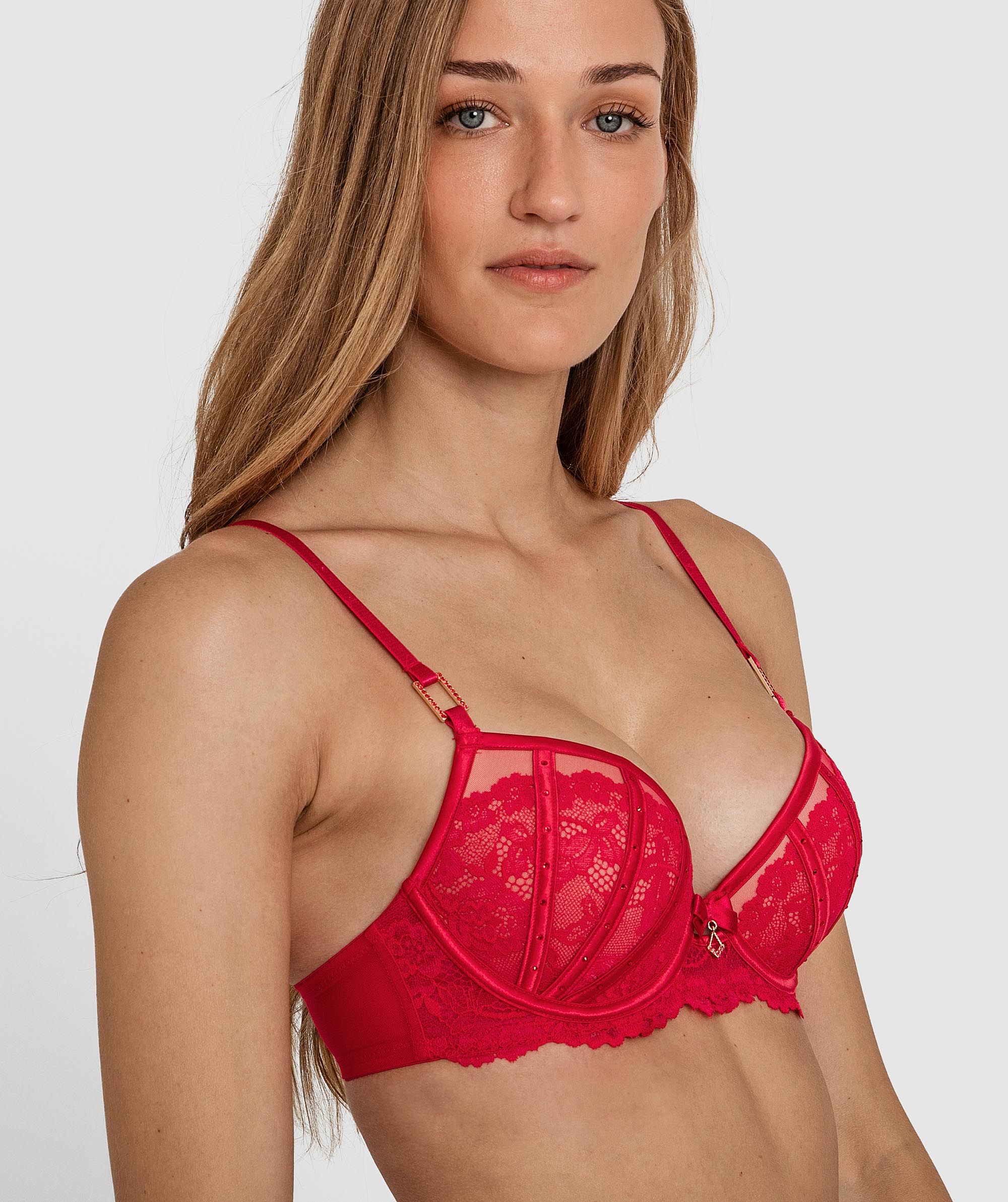 Bras N Things Bethany Sparkle Push Up Bra - Red