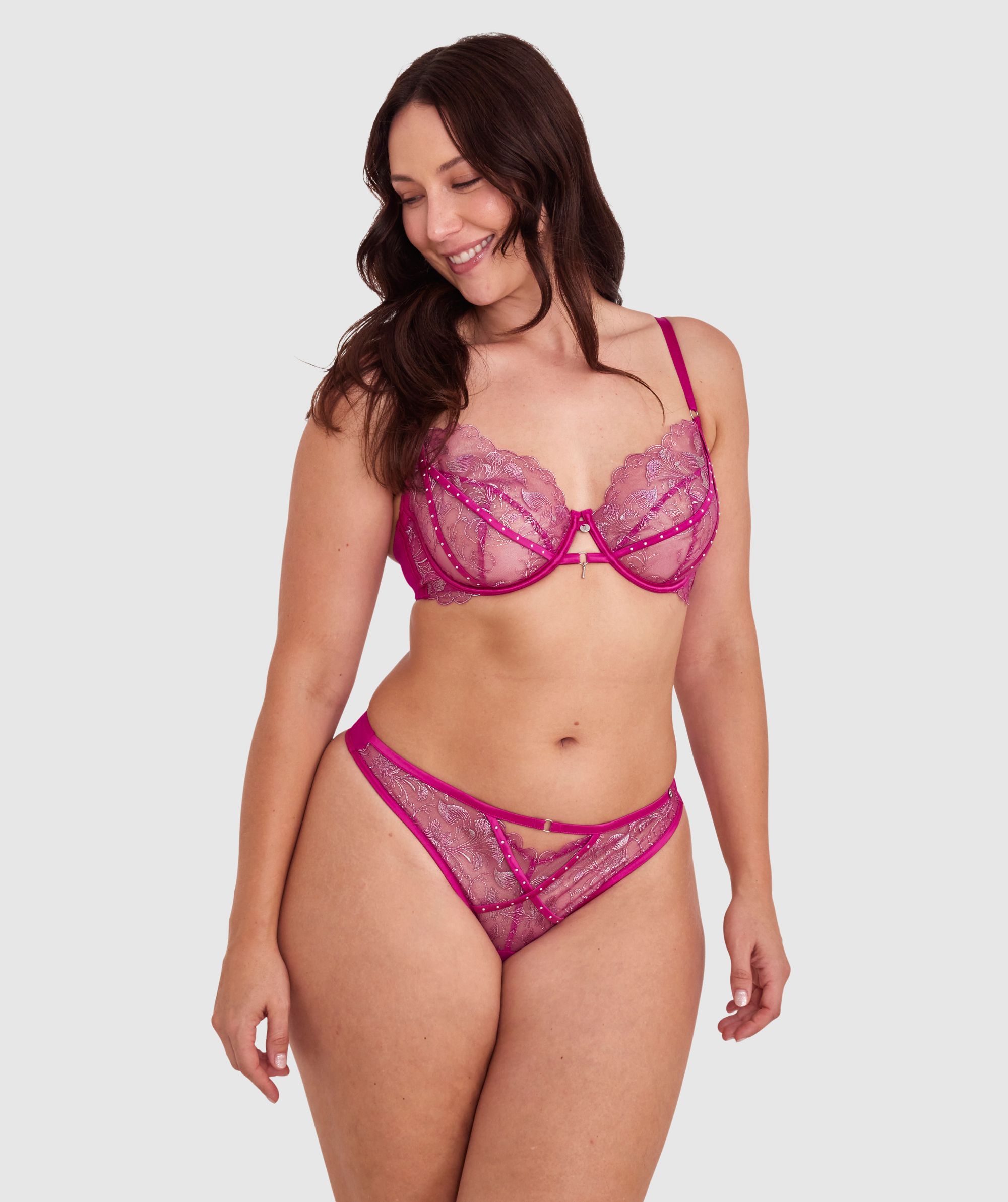 Bras N Things Vamp Showthang Full Cup Balconette Bra - Fuchsia Pink - Hyper  Pink - ShopStyle