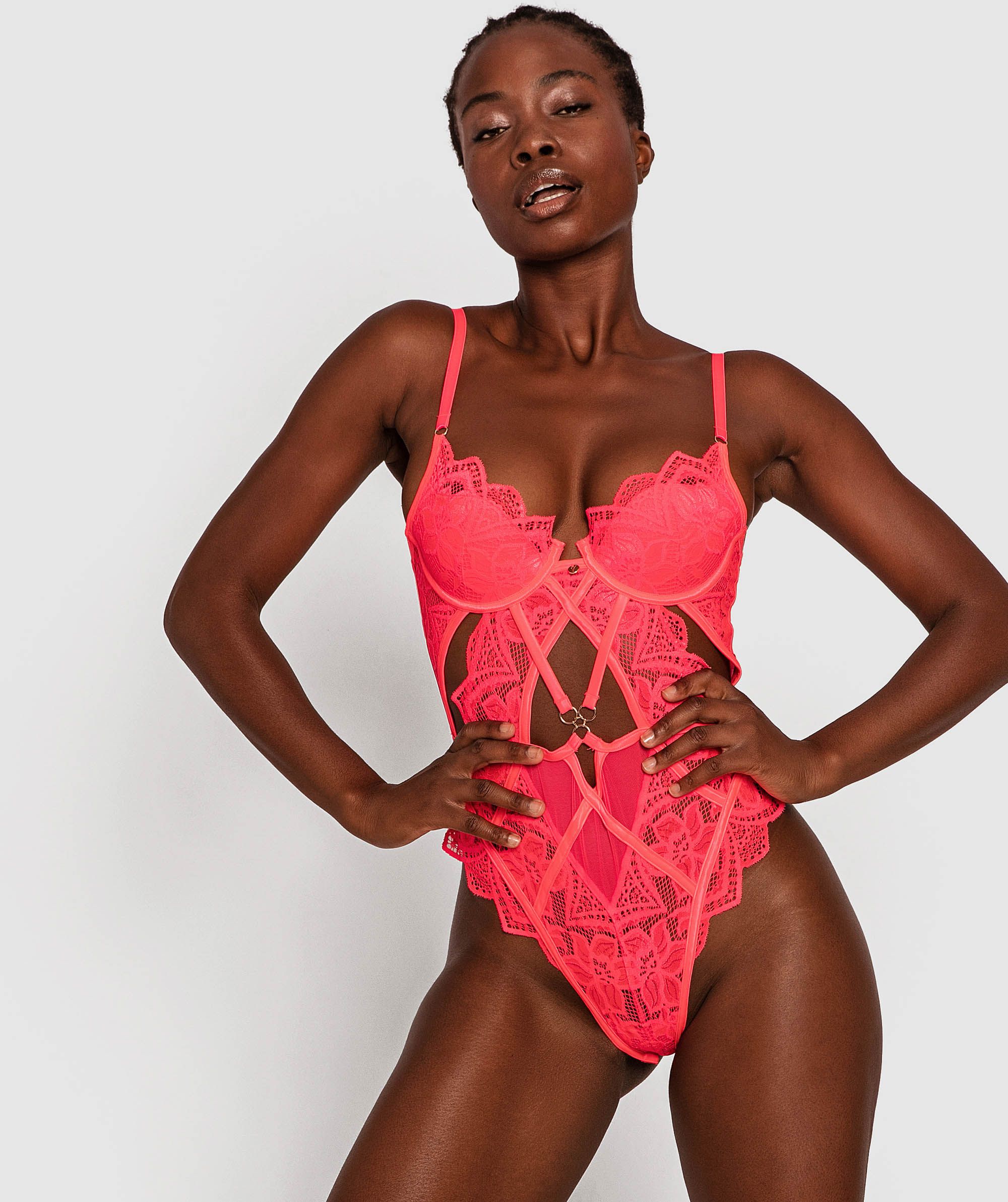 Bras N Things - Feminine Pink Lingerie Bodysuit on Designer Wardrobe