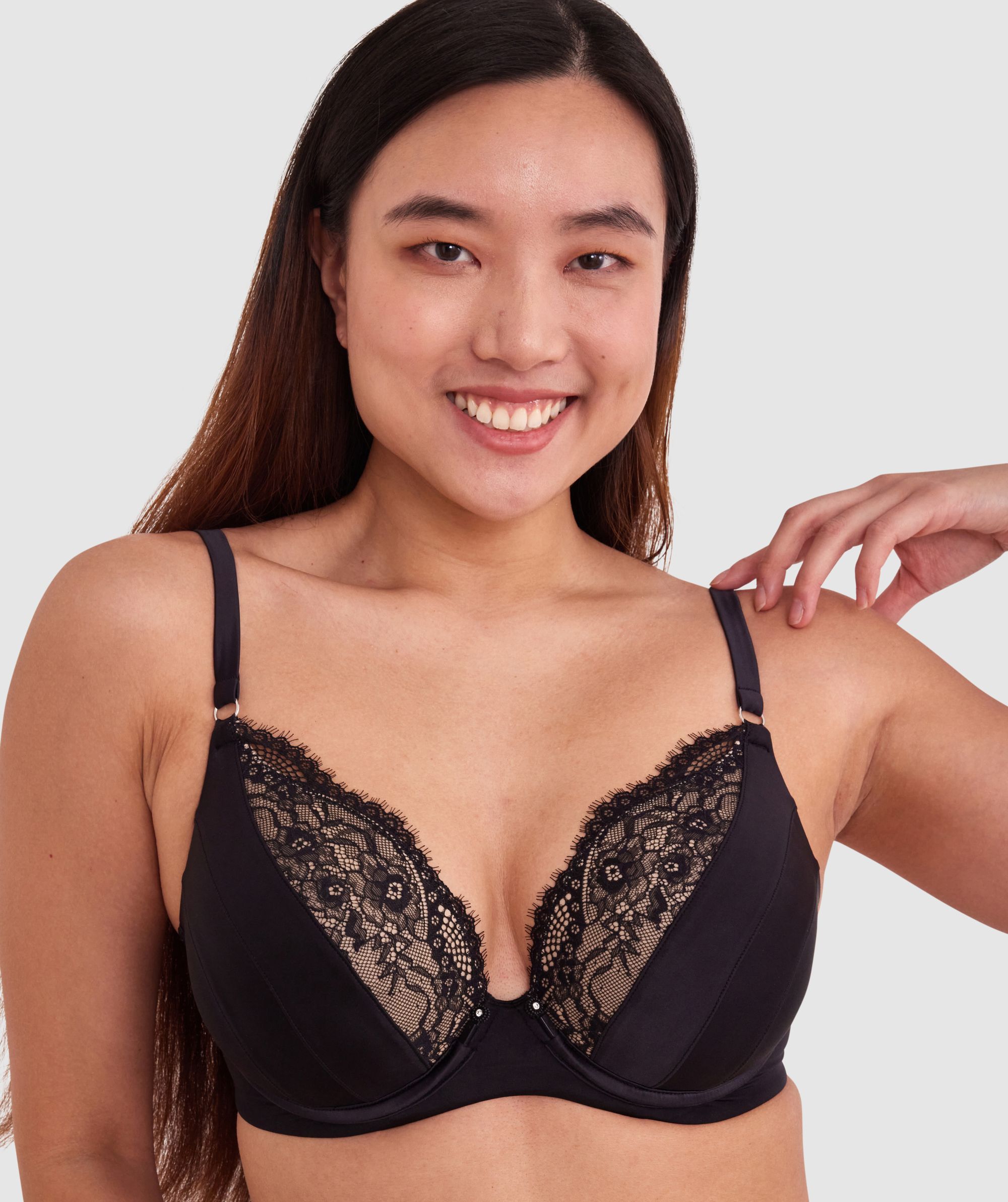 Bras N Things Revolve Removable Wire Full Cup Plunge Bra - Black