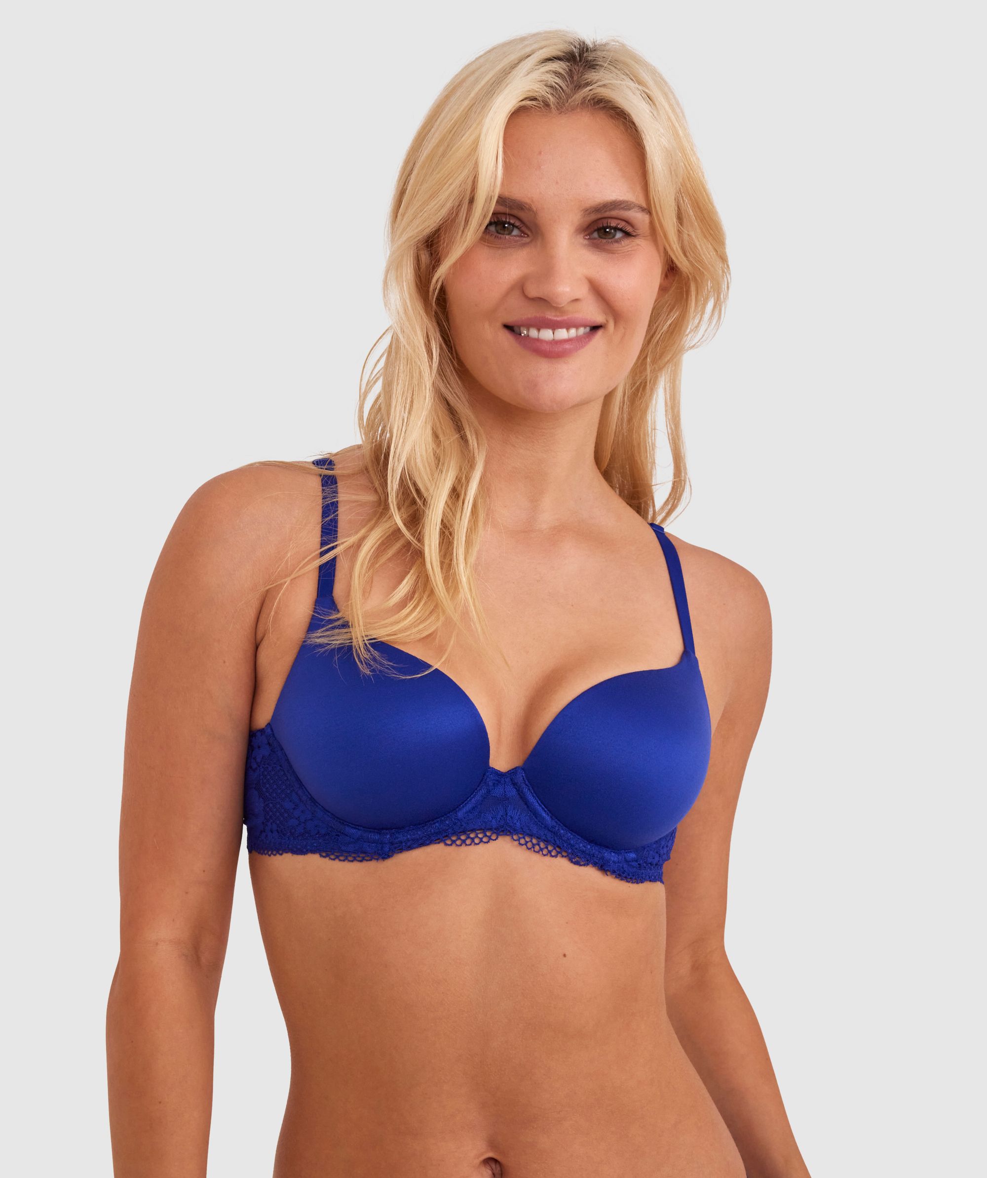 Bras N Things Body Bliss Lace Contour Plunge Bra - Navy