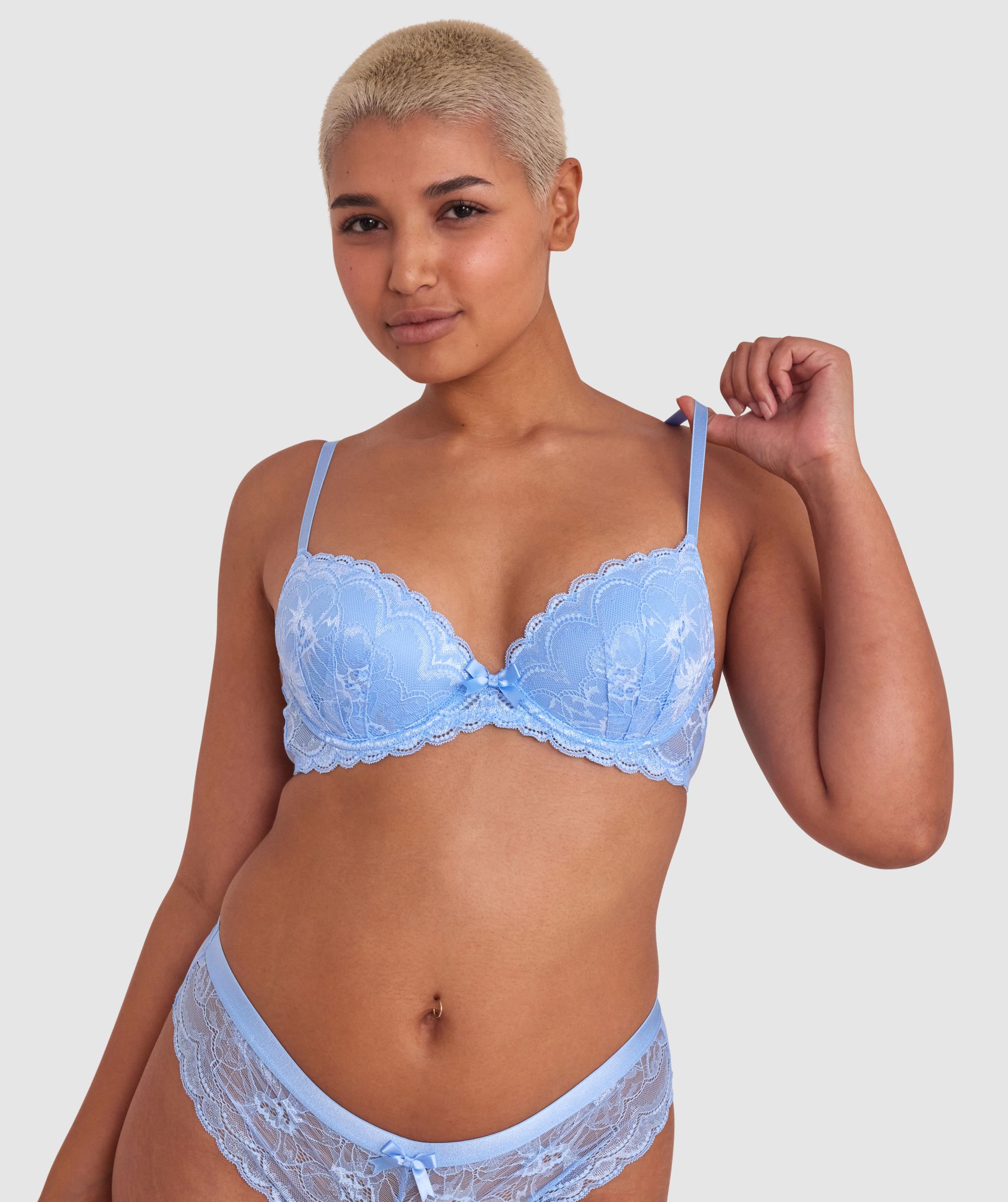 Bras N Things Posie Lace Push Up Bra Light Blue 00496610