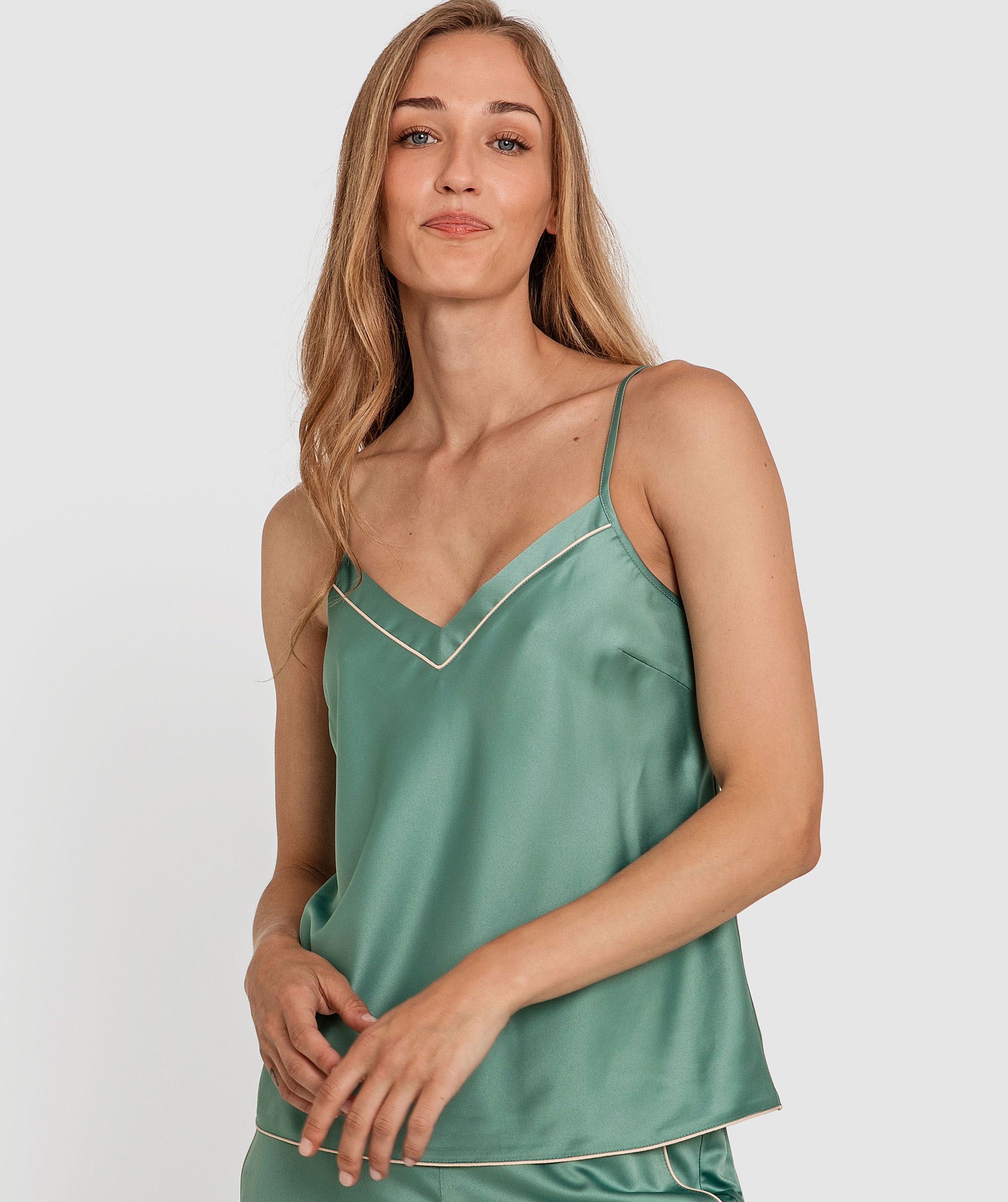 Liquid Satin Cami Green