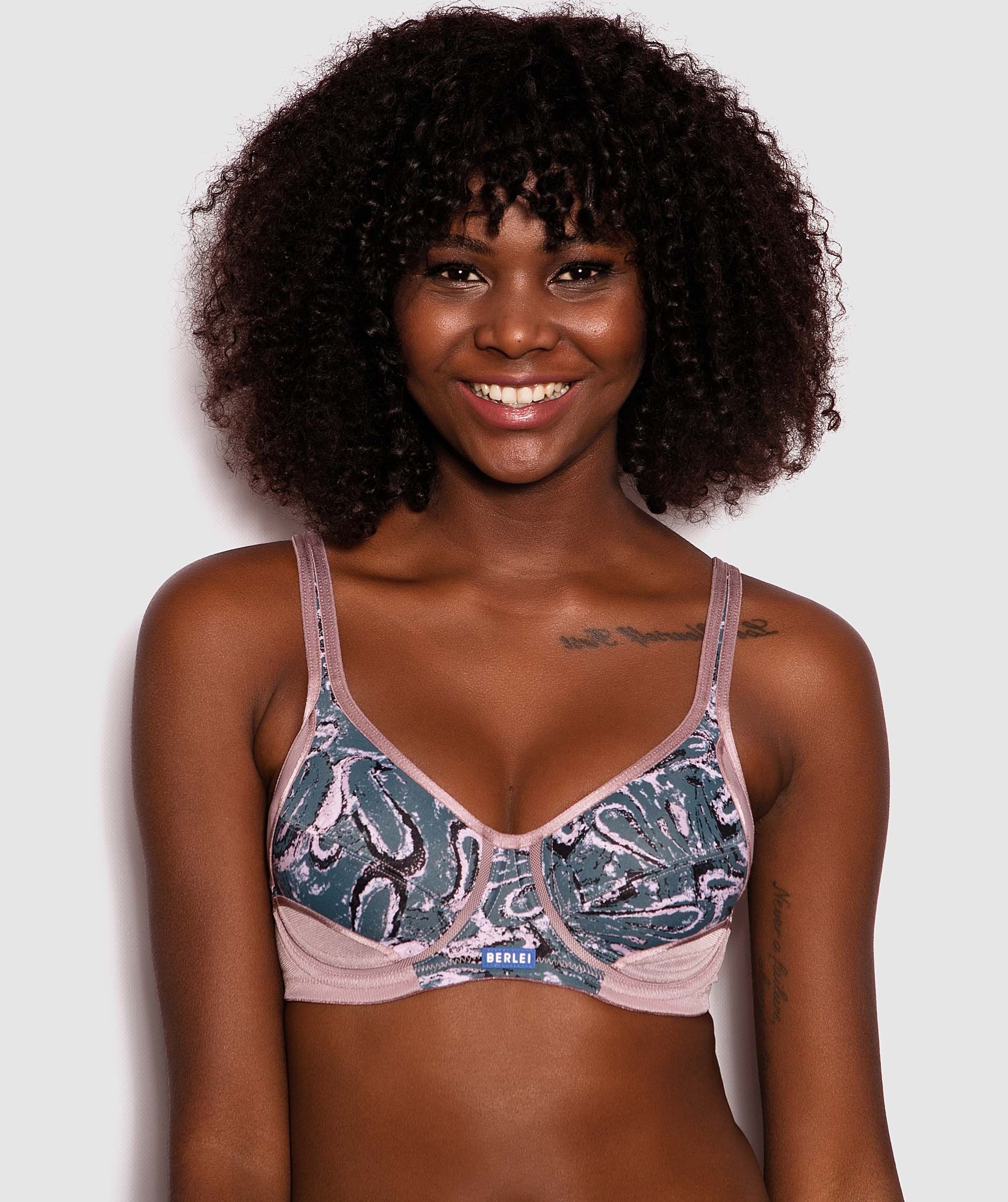 Berlei Electrify Underwire Full Cup Sports Bra Paisley Print Purple