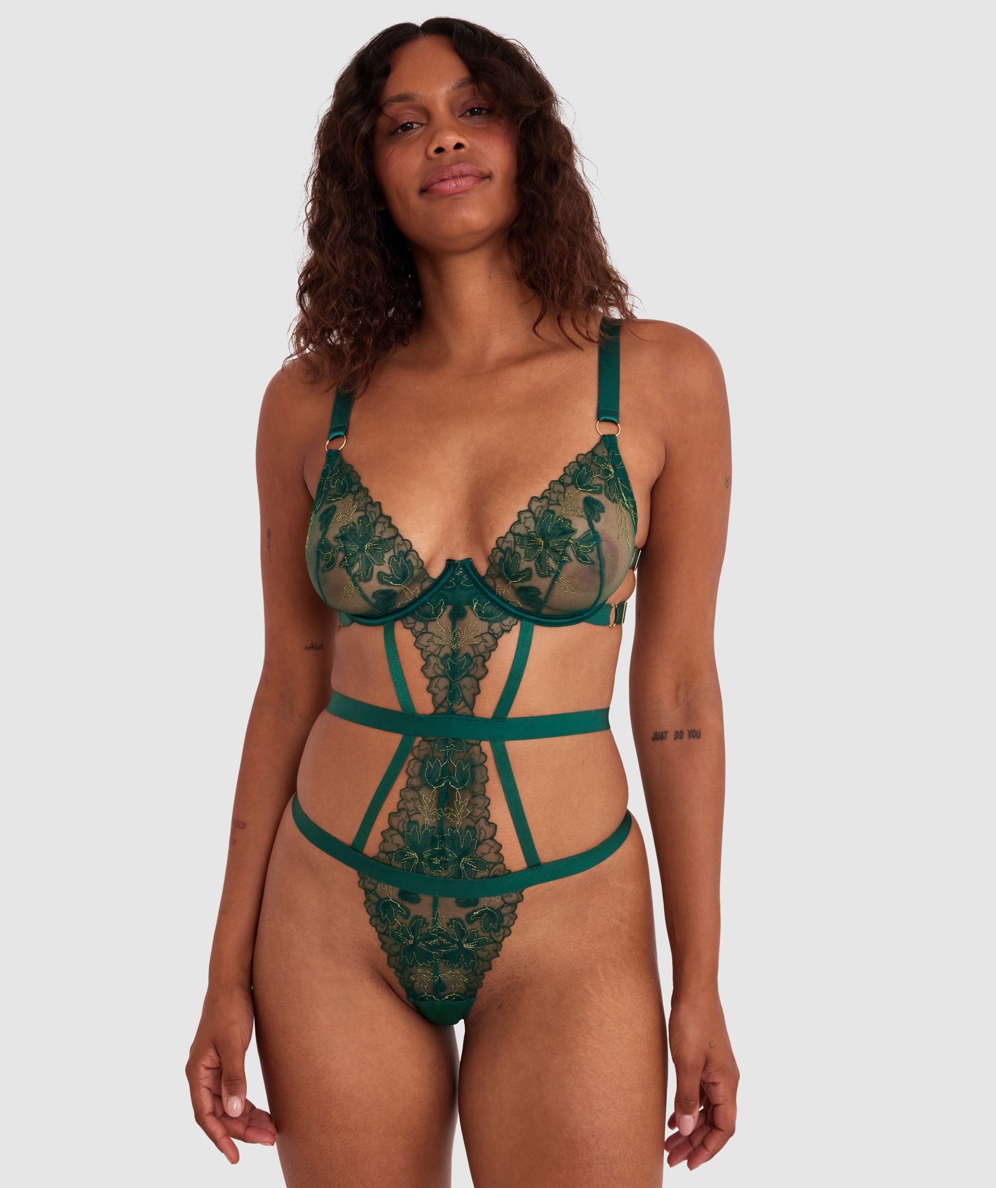 ぴ*ん様 【美品】house on the hill Bodysuit Ball Bras N Things Night Games Oh Honey Bedroom Bodysuit - Dark Green