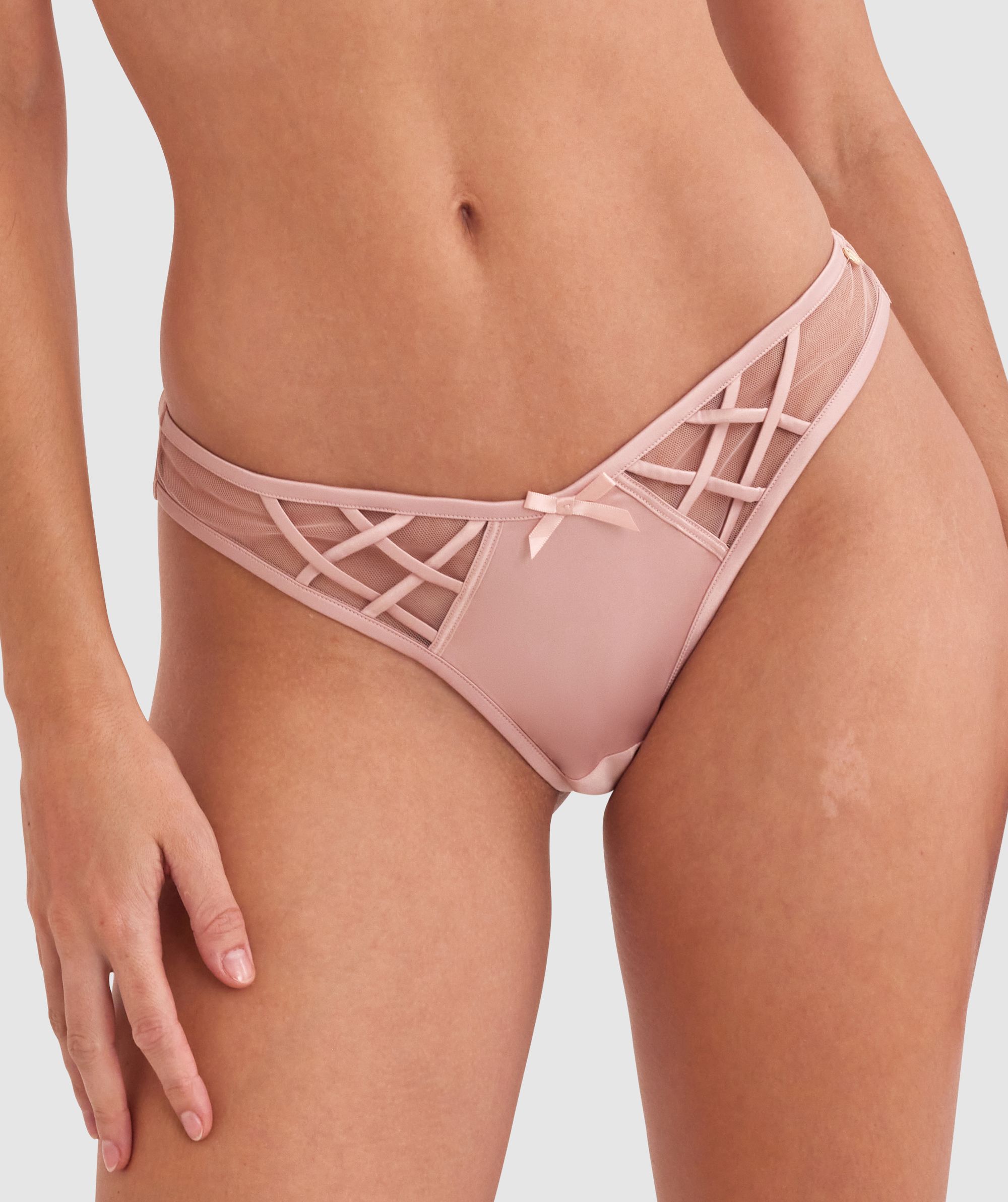 Vamp Bittersweet High Leg Brazilian Knicker - Blush Pink