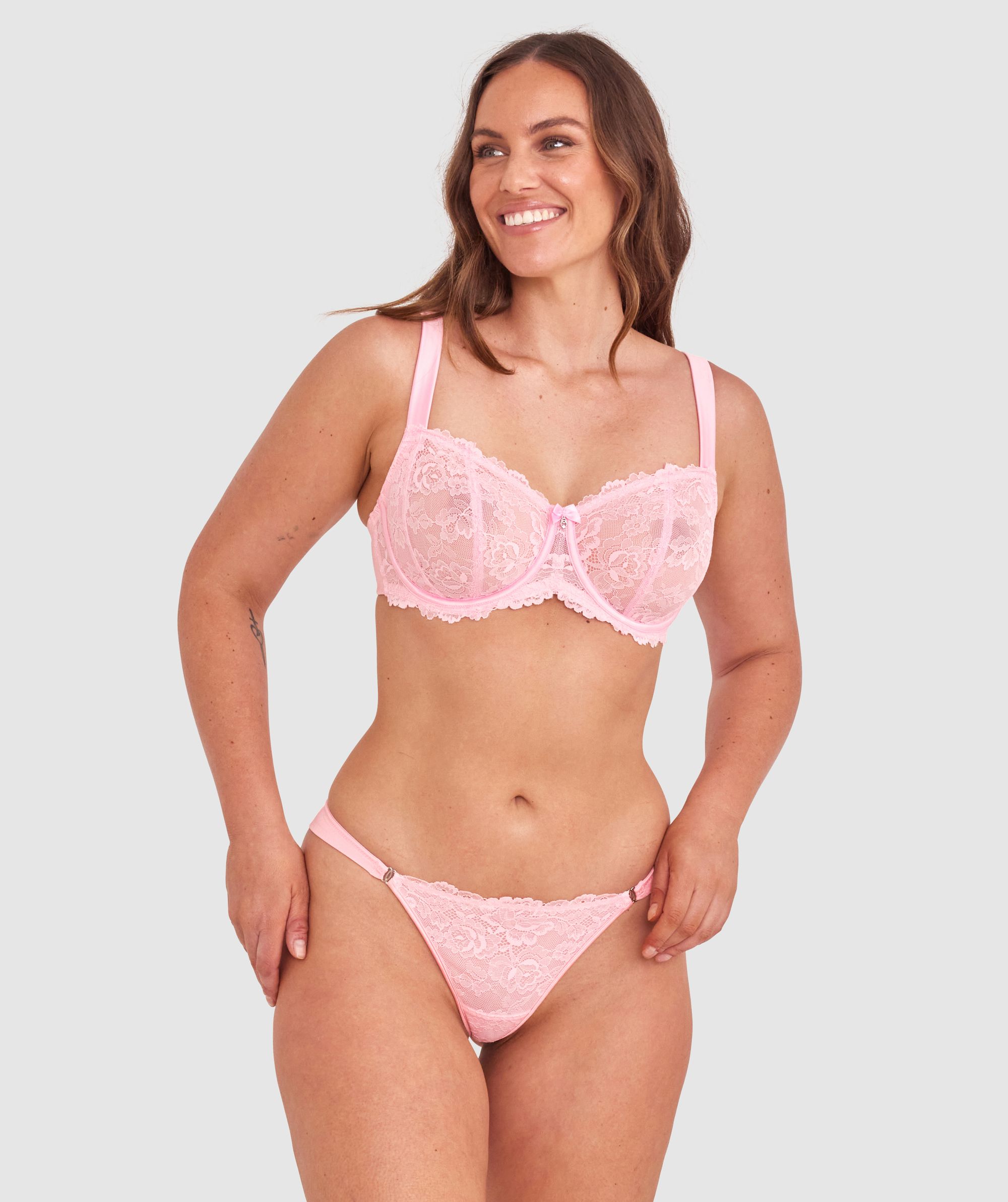 トップス LGB STRING BRA ICE PINK Buy Bright Pink B-G Active Sports High Impact Dry Tech Full