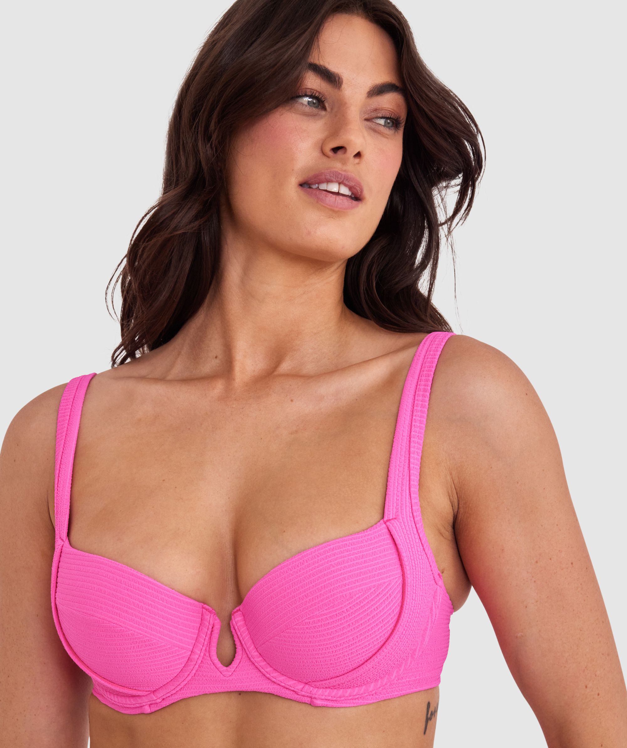 Bras N Things Planet Bliss Swim New Wave Double Push Up Top - Hot Pink