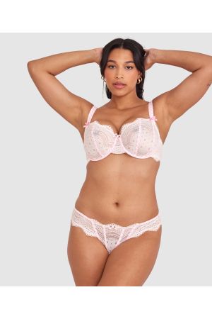 Lela Brazilian Knicker - Ivory/Light Pink