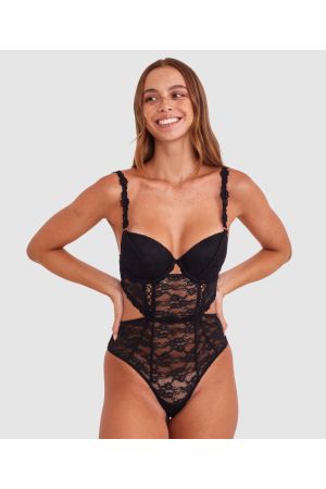 Monique Push Up Bodysuit - Black